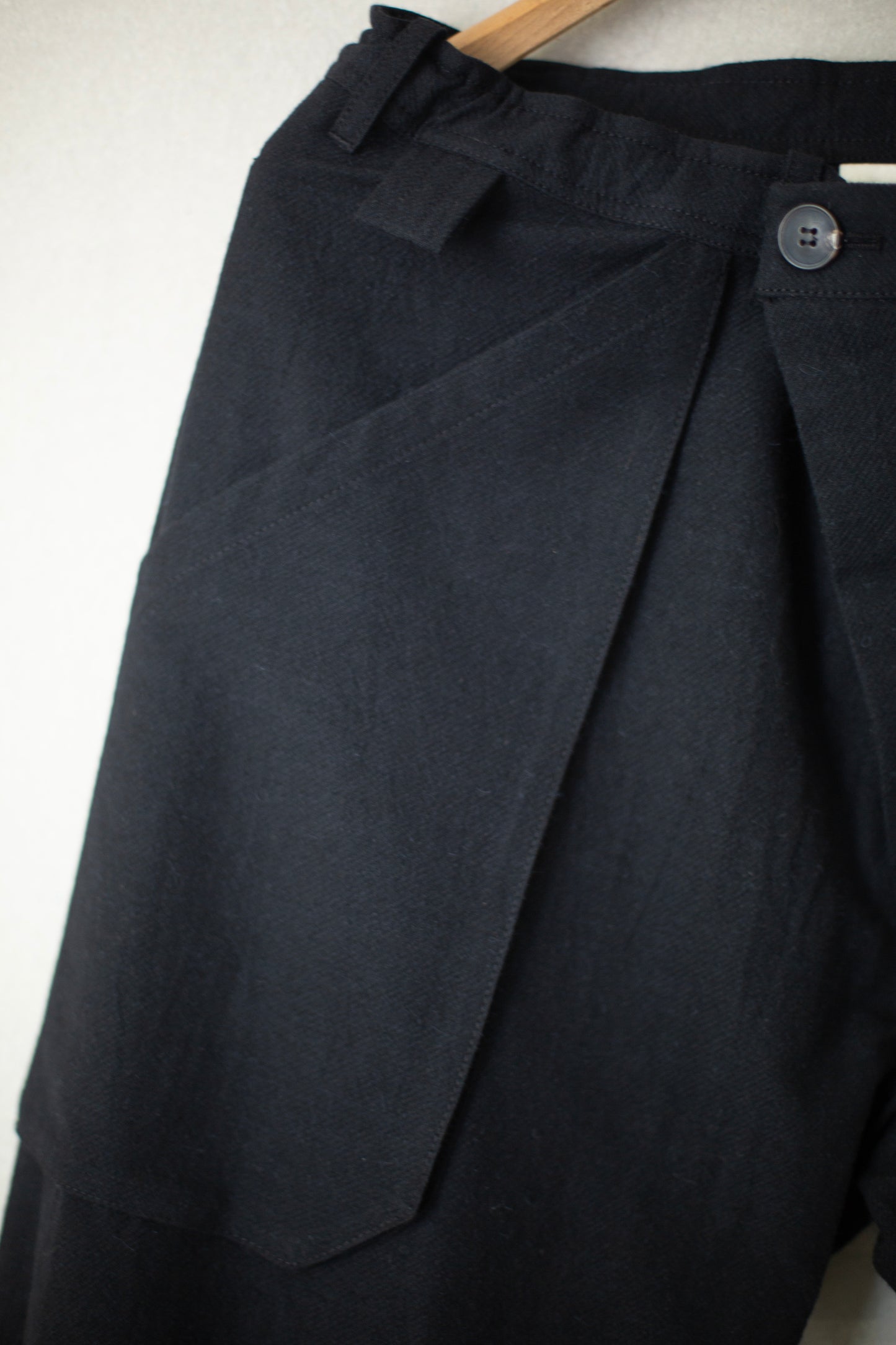 TROUSERS#82 - ALPACA WOOL COTTON TWILL BLACK