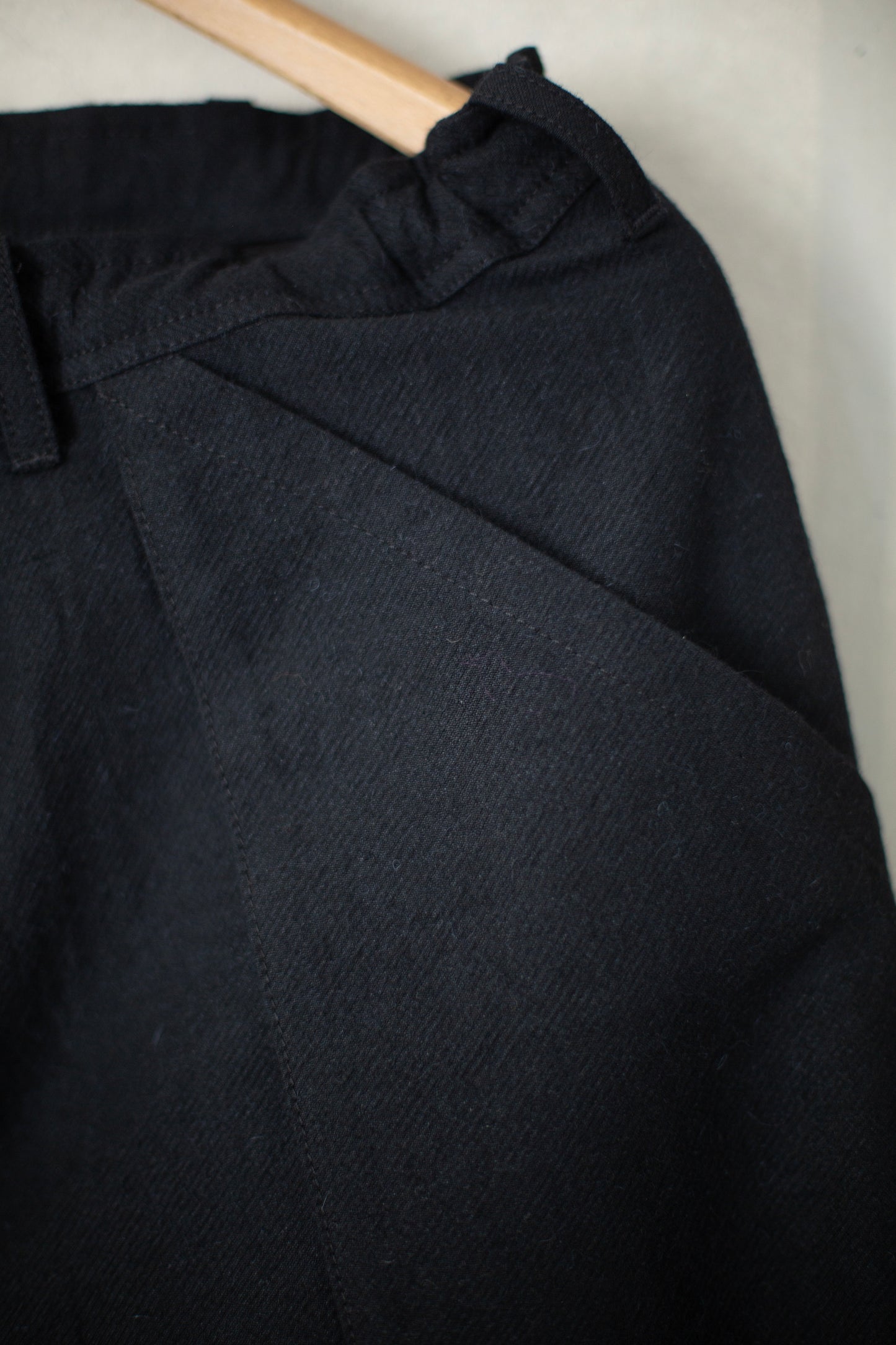 TROUSERS#82 - ALPACA WOOL COTTON TWILL BLACK