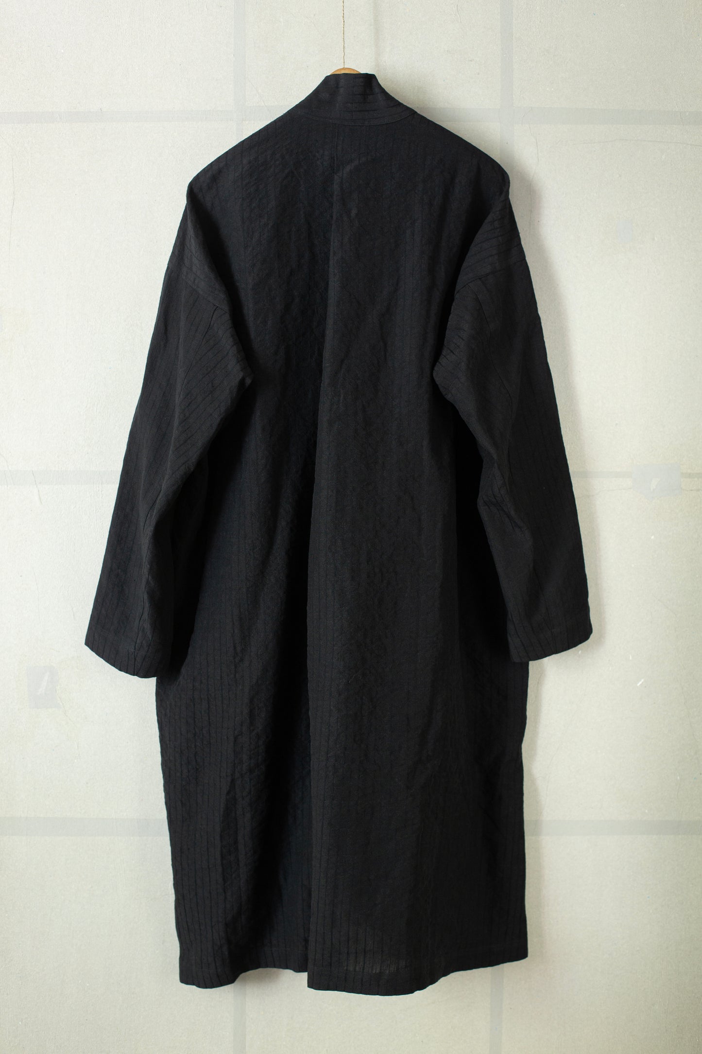 TUNIC#37 - COTTON LINEN RELIEF STRIPED BLACK