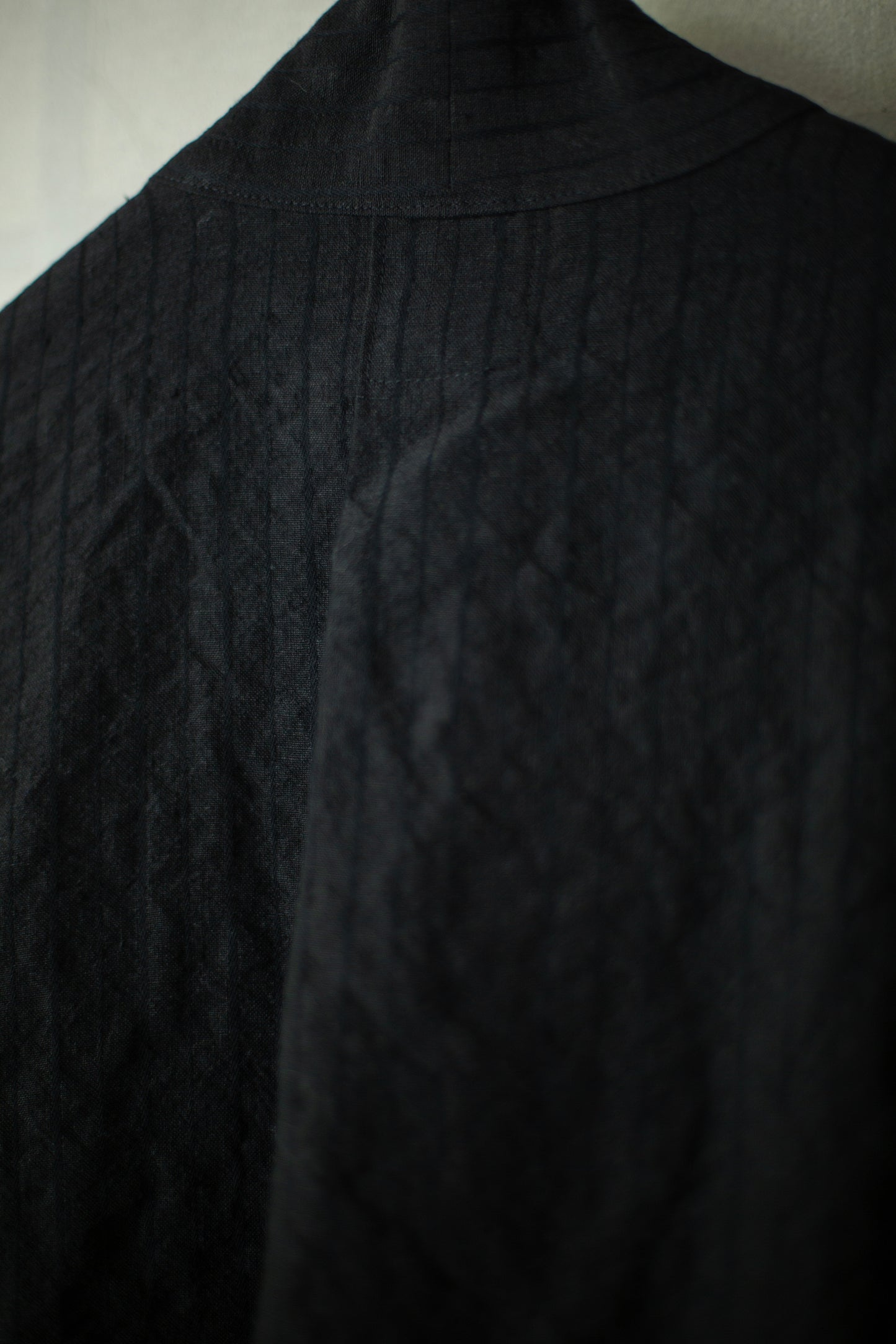 TUNIC#37 - COTTON LINEN RELIEF STRIPED BLACK