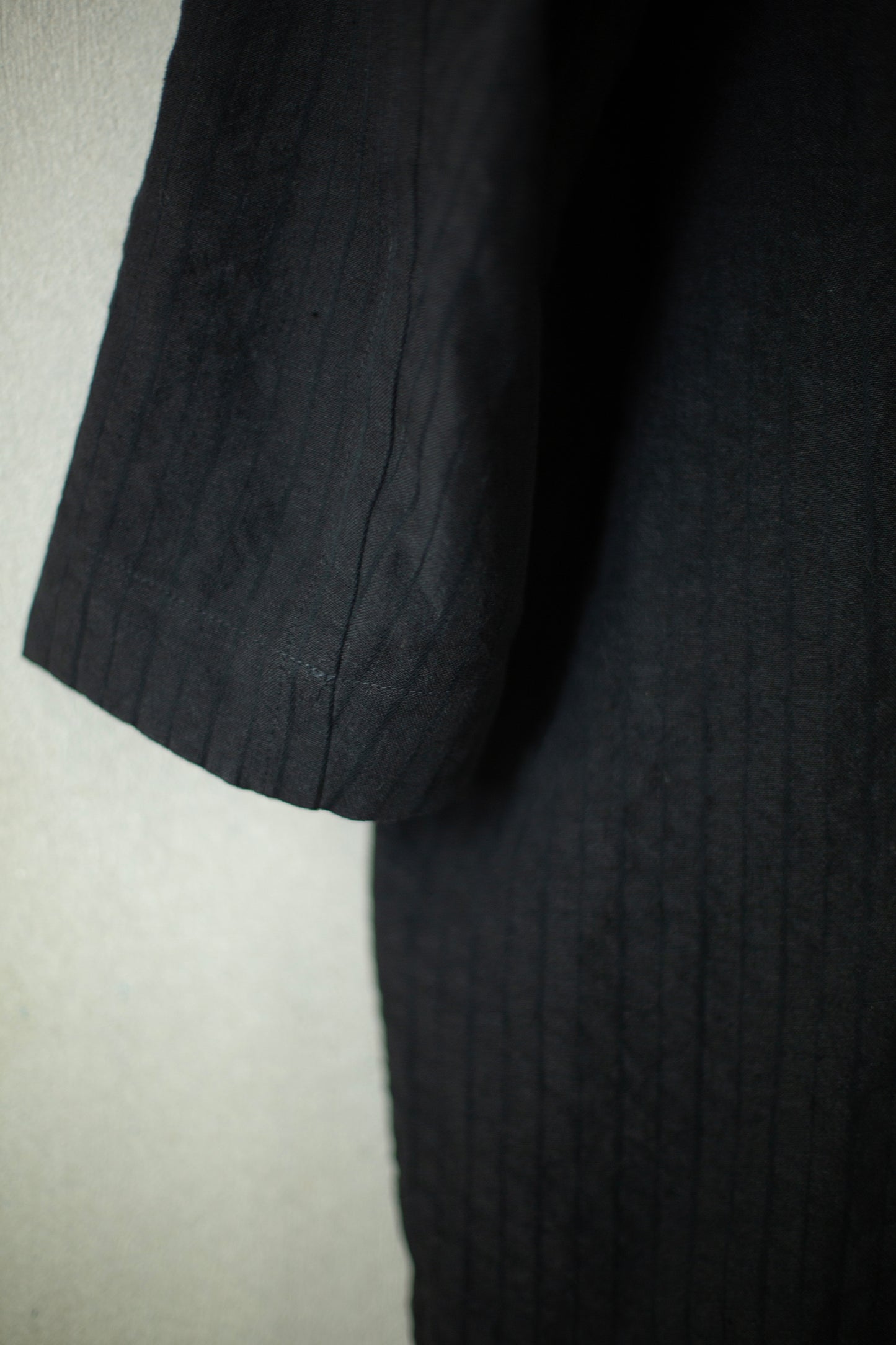 TUNIC#37 - COTTON LINEN RELIEF STRIPED BLACK