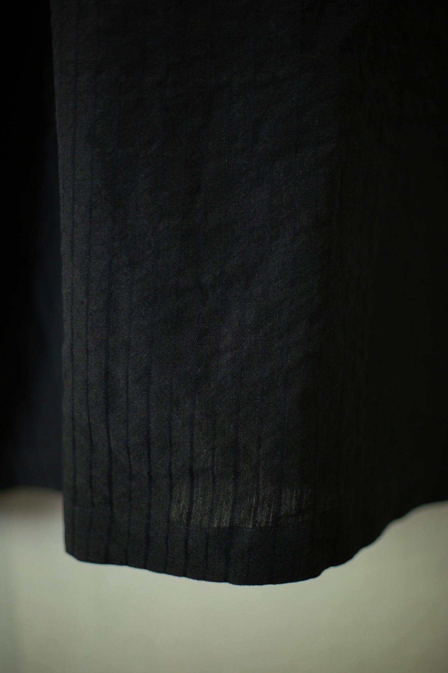 TUNIC#37 - COTTON LINEN RELIEF STRIPED BLACK