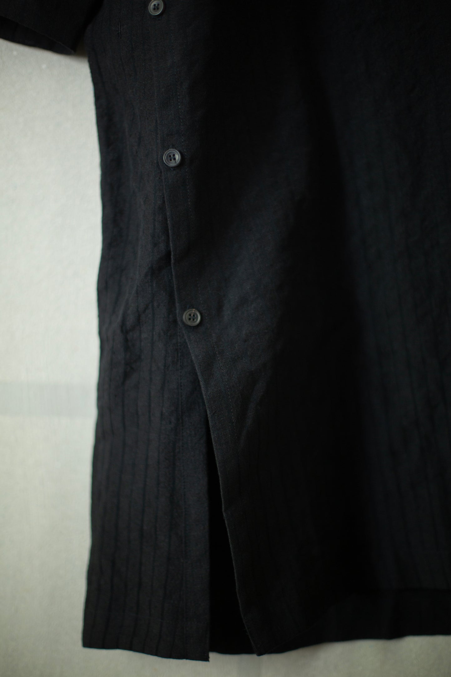 TUNIC#37 - COTTON LINEN RELIEF STRIPED BLACK