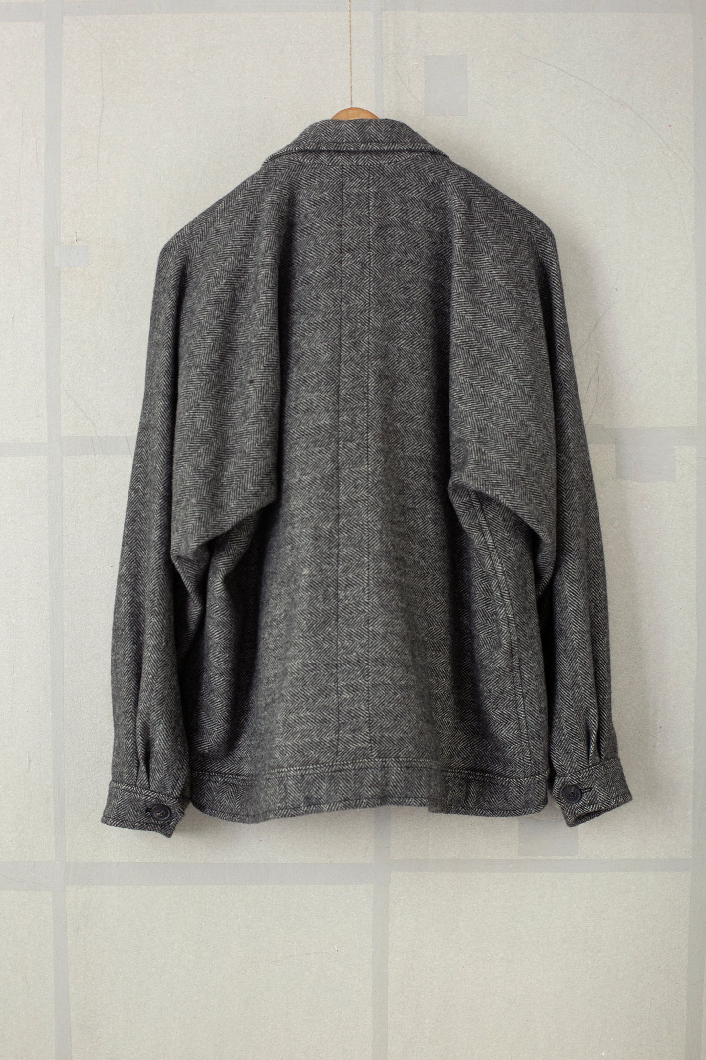 JACKET#58 - HERRINGBONE YAK WOOL BLACK & WHITE