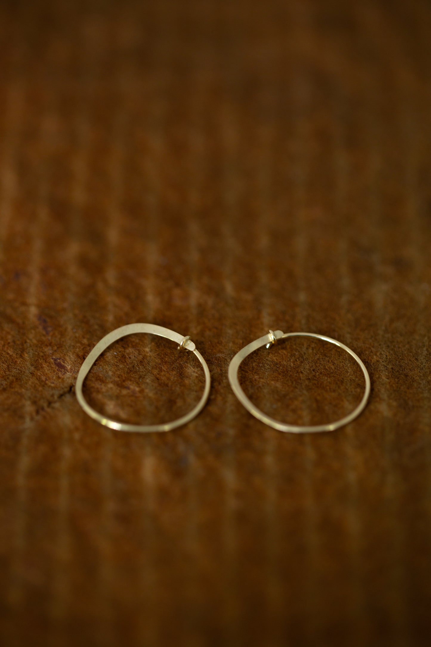 Pair Of Gold Hand Forged Earrings