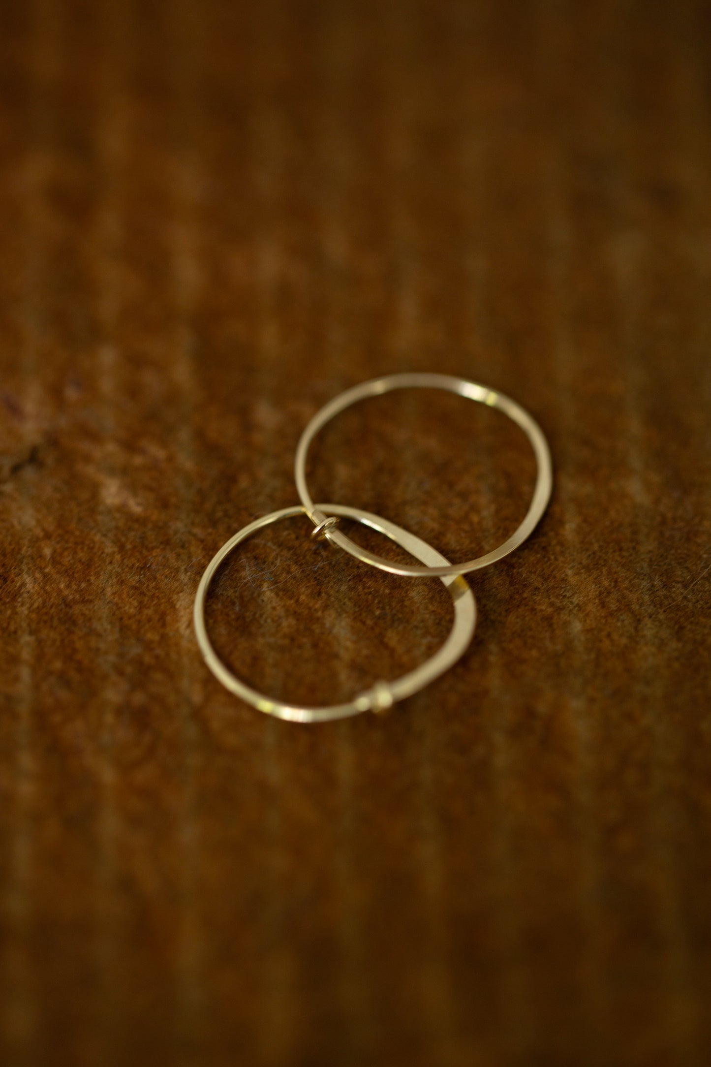 Pair Of Gold Hand Forged Earrings