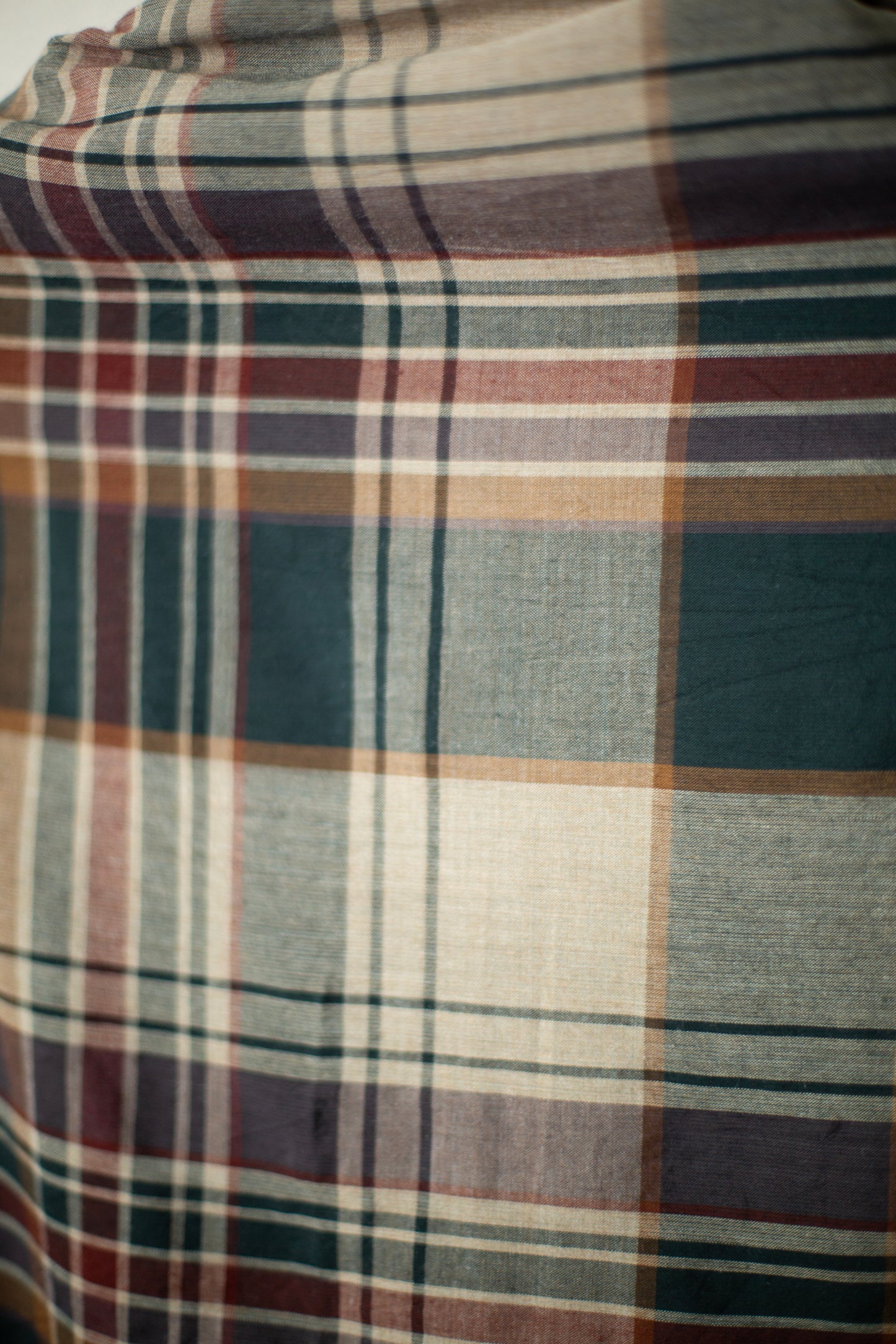 SCARF#33 - MADRAS II SAND-GREEN-BURGUNDY