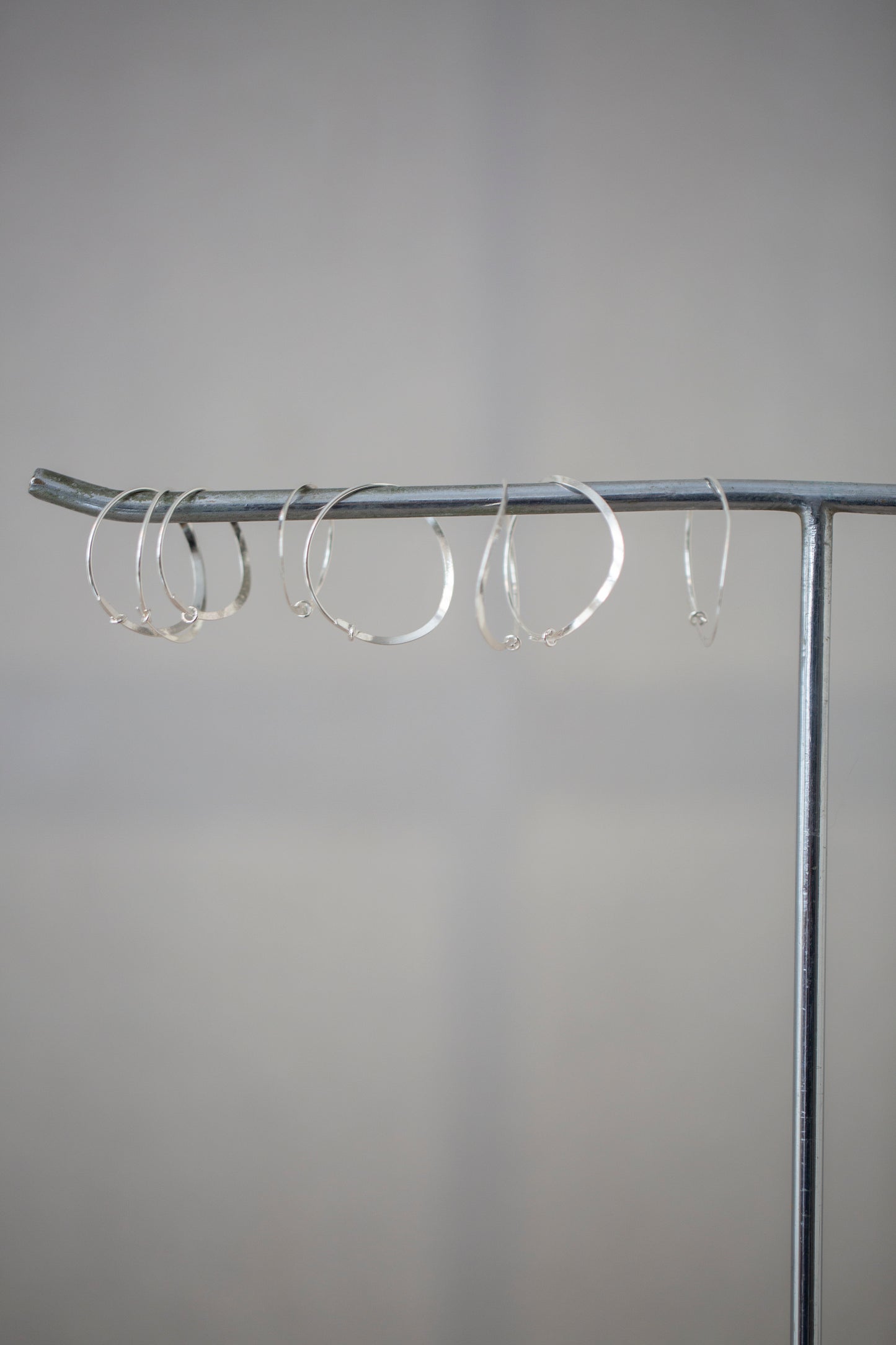 Pair Of Silver Hand Forged Earrings - small