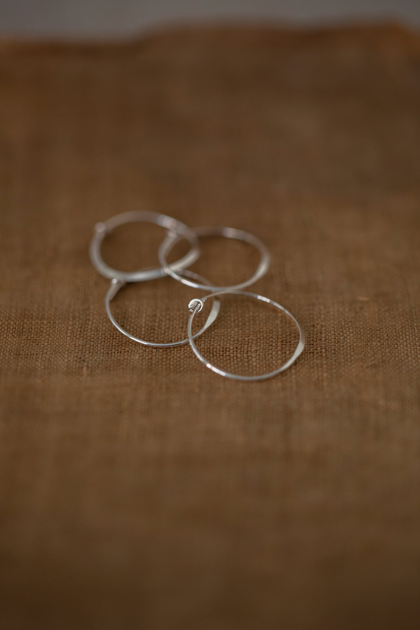 Pair Of Silver Hand Forged Earrings - small