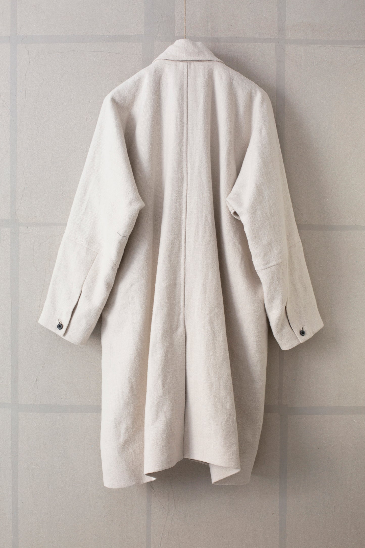 Coat#27 - Ivory Brushed Herringbone Hemp