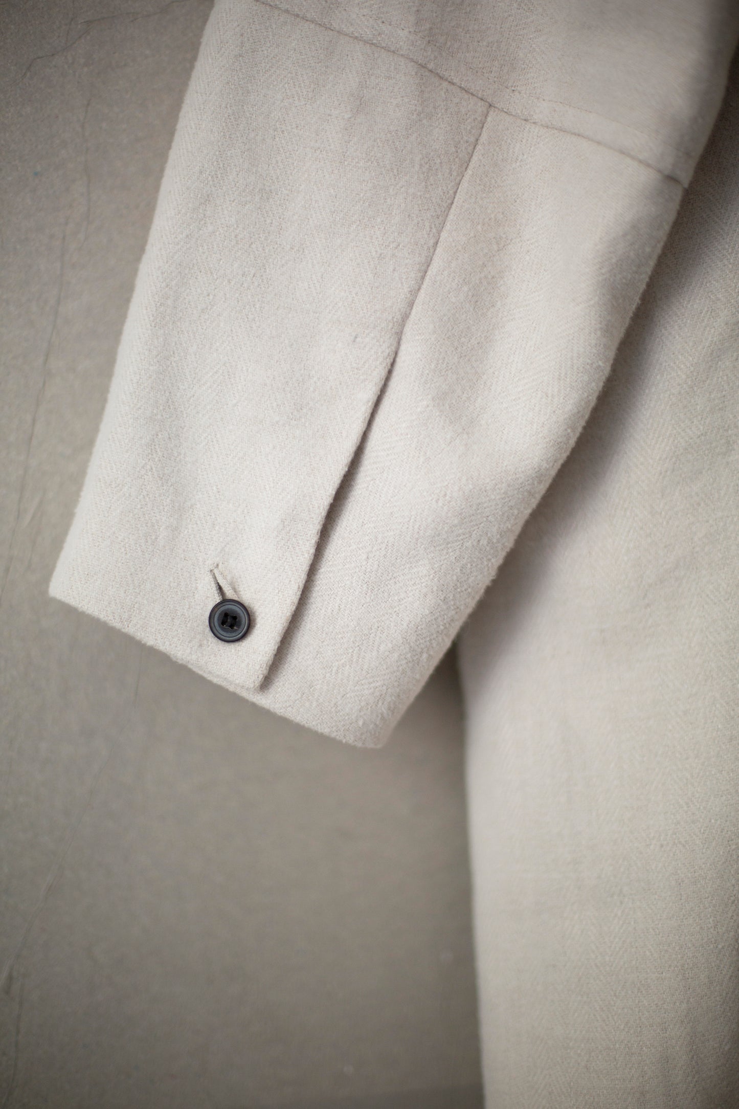 Coat#27 - Ivory Brushed Herringbone Hemp