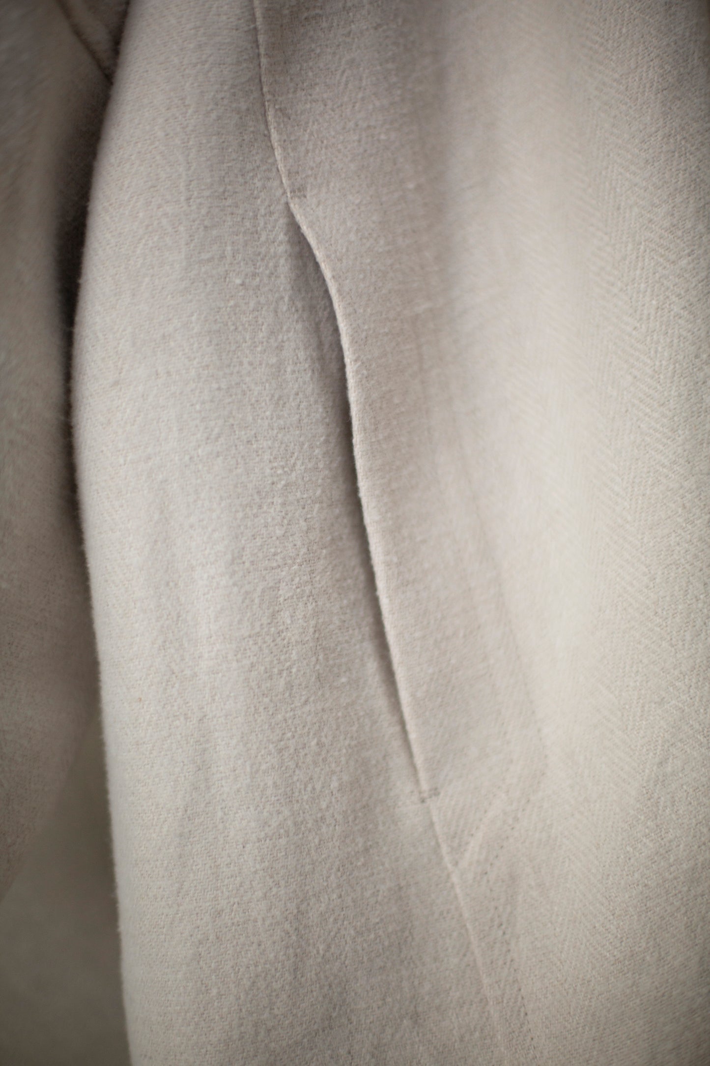 Coat#27 - Ivory Brushed Herringbone Hemp