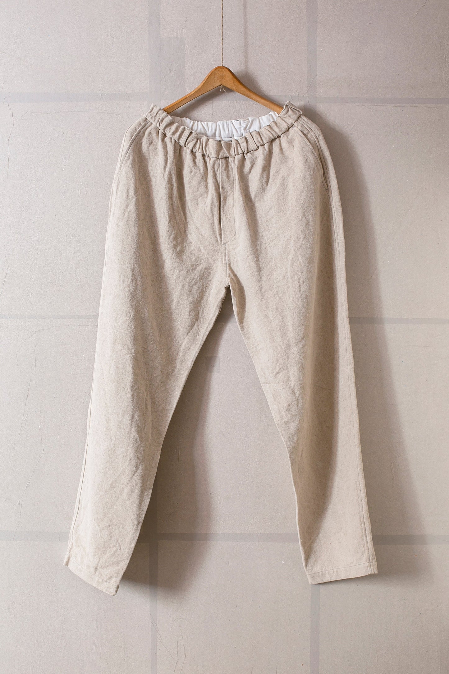 long Trousers In Natural Color Brushed Linen/Ramie