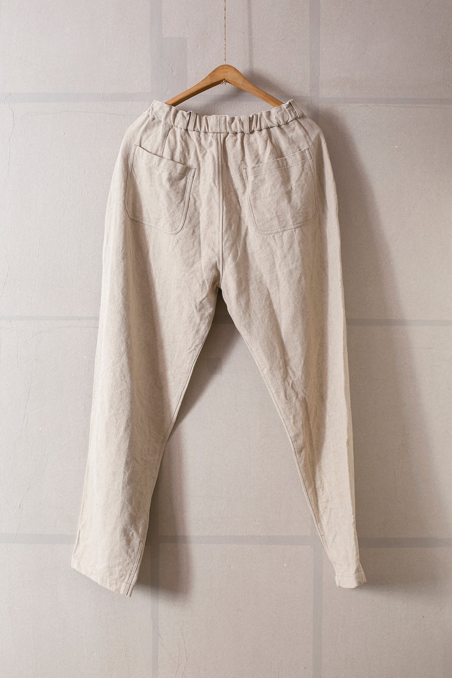 long Trousers In Natural Color Brushed Linen/Ramie
