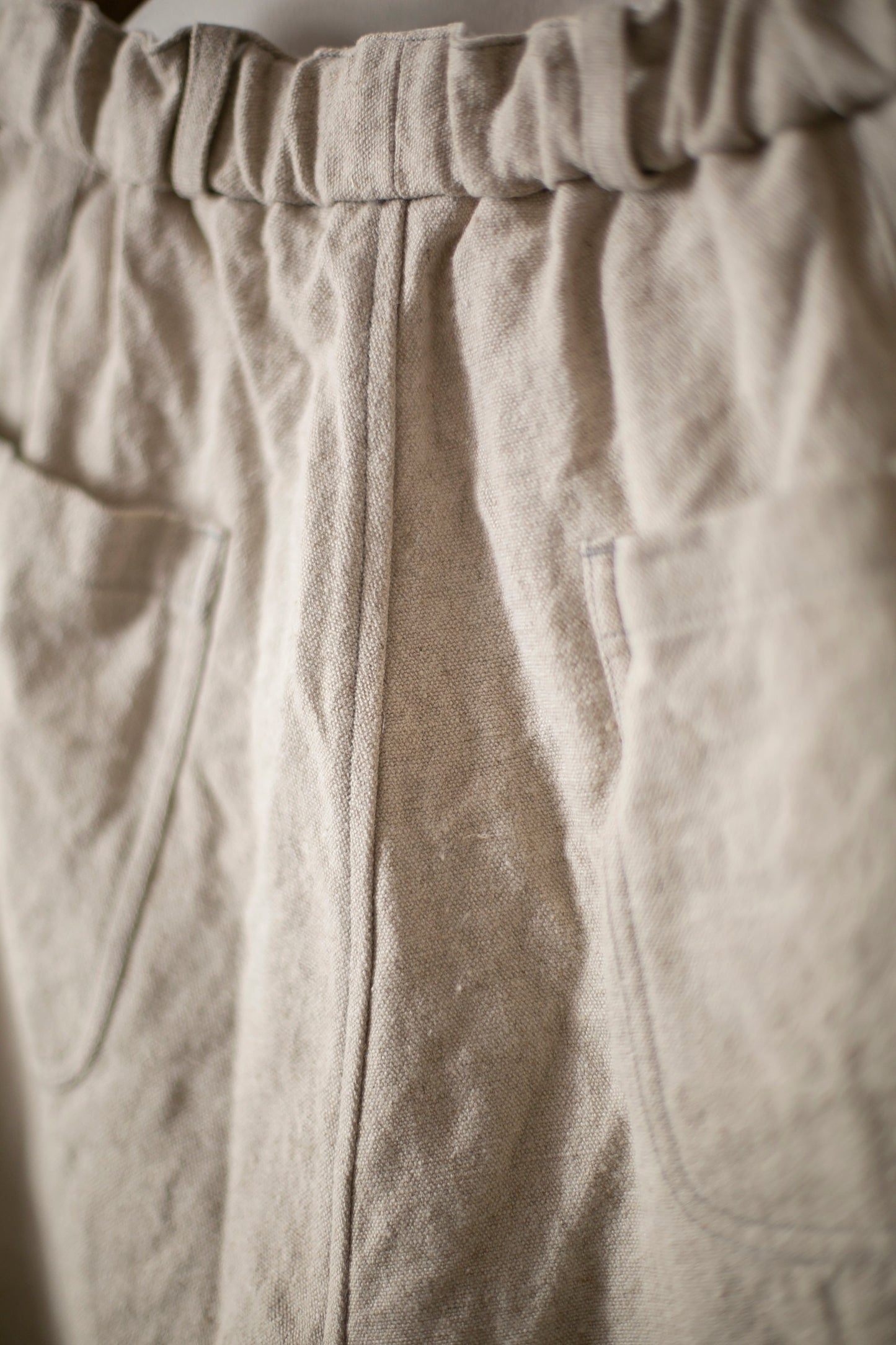 long Trousers In Natural Color Brushed Linen/Ramie