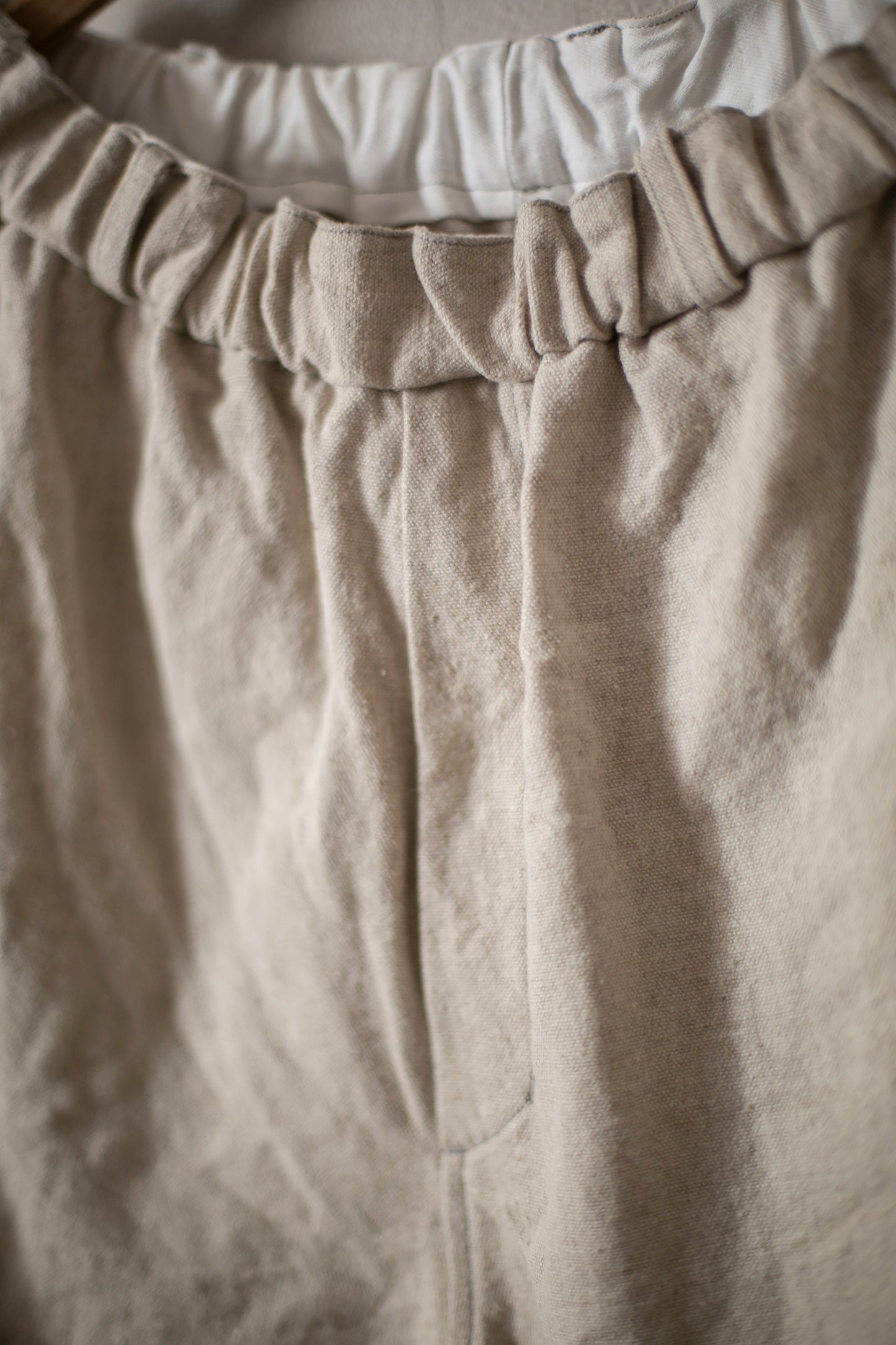 long Trousers In Natural Color Brushed Linen/Ramie