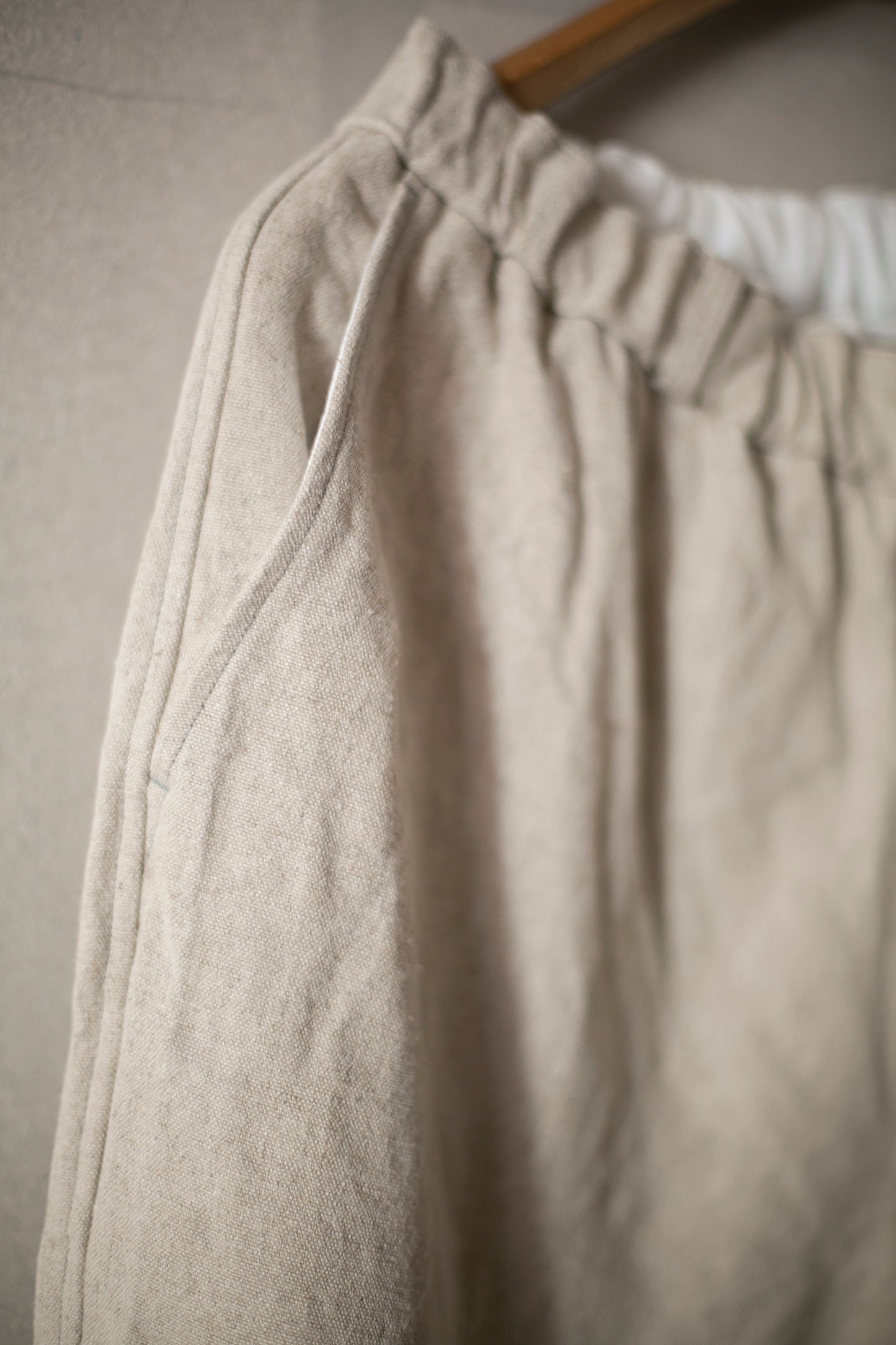 long Trousers In Natural Color Brushed Linen/Ramie