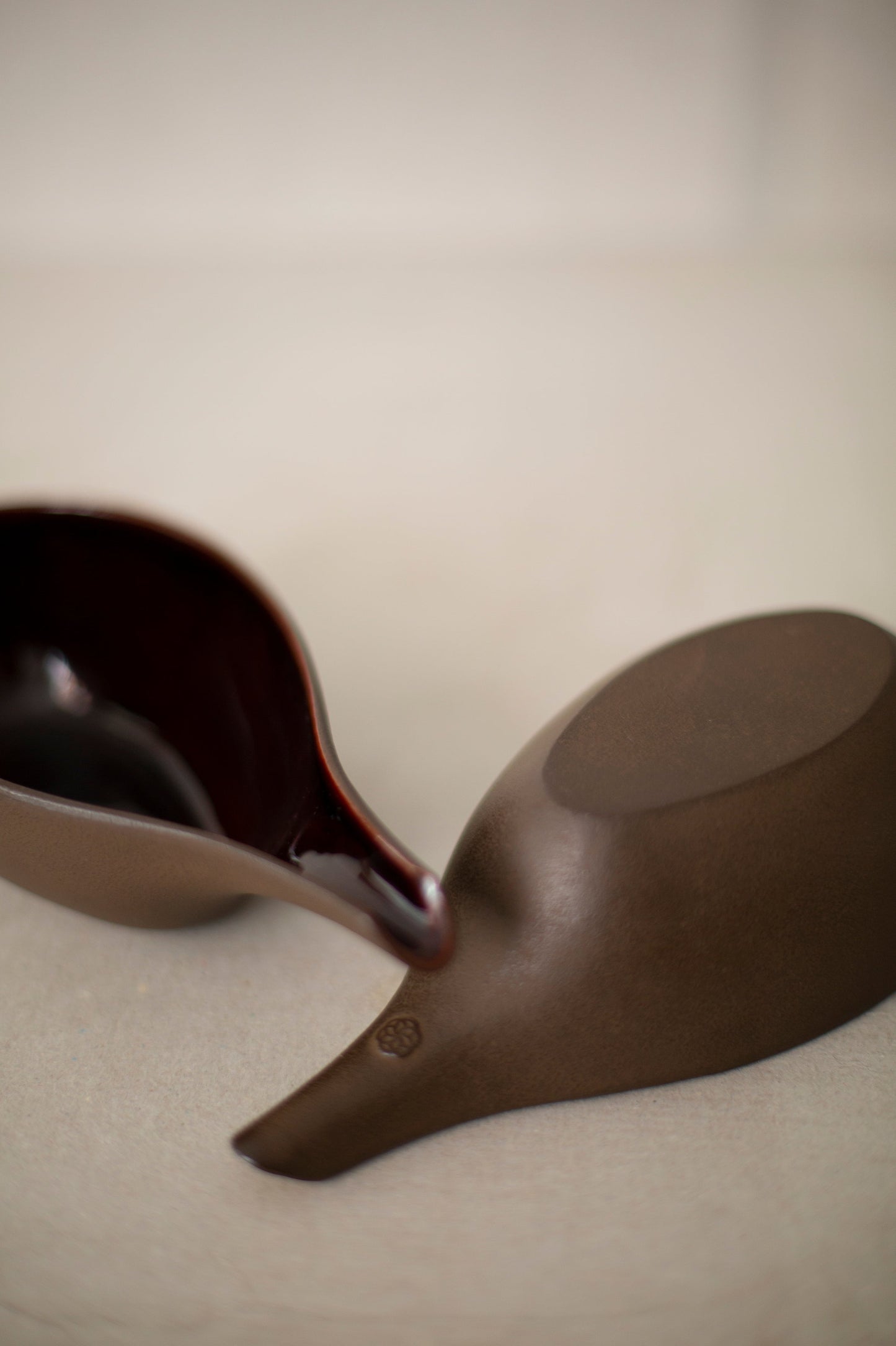 Sand Casted Iron Sake Pourer With Enamel Interior