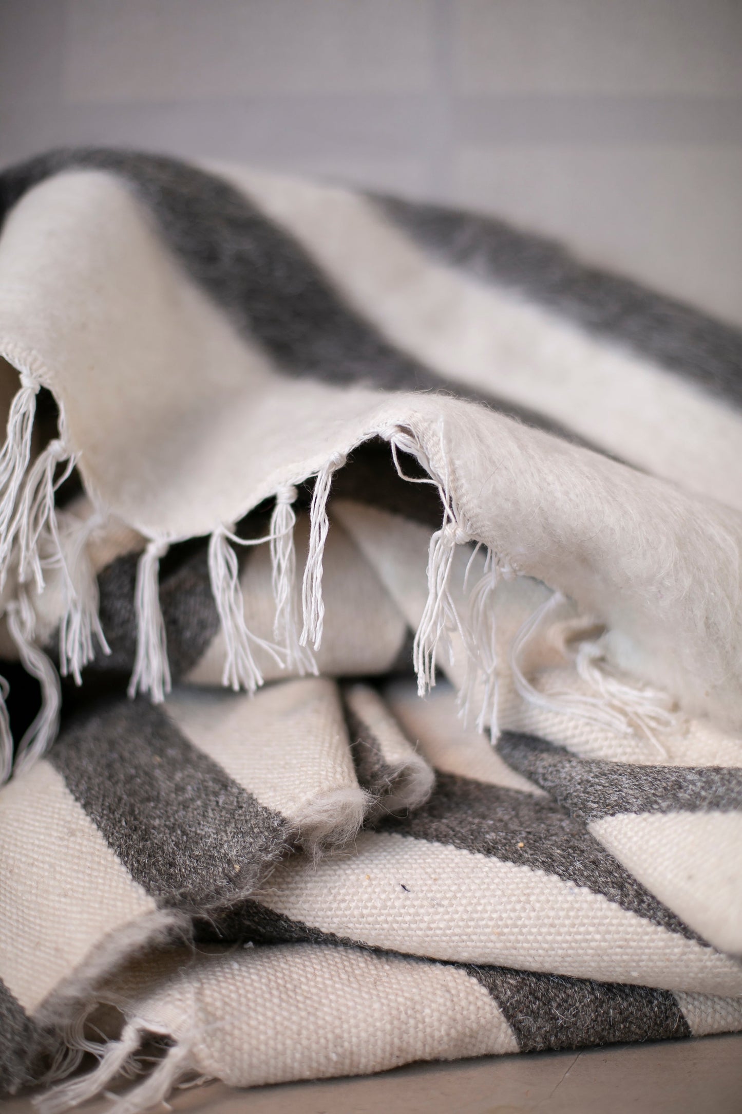 Vintage Striped Handwoven Wool Carpet