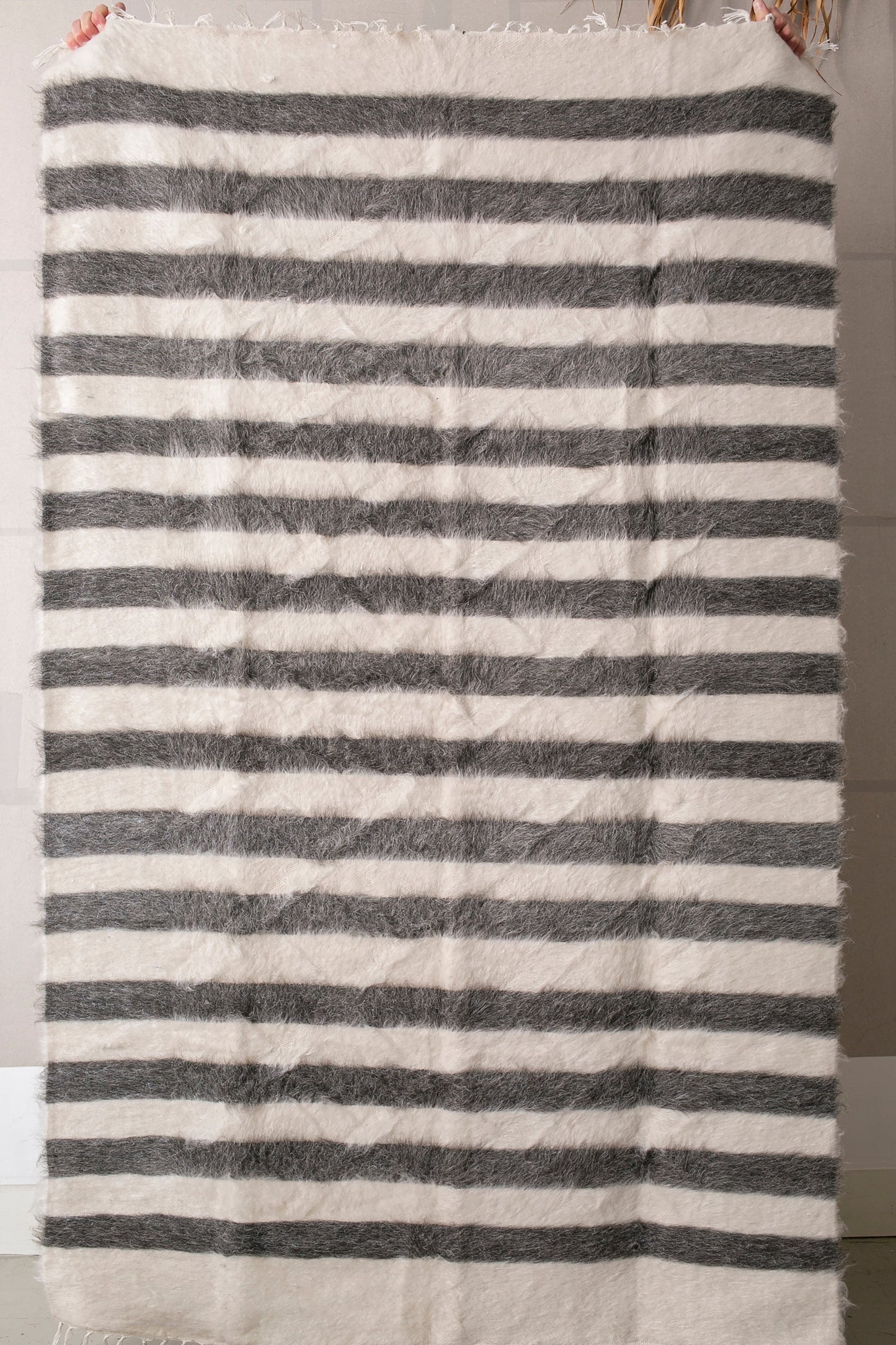 Vintage Striped Handwoven Wool Carpet