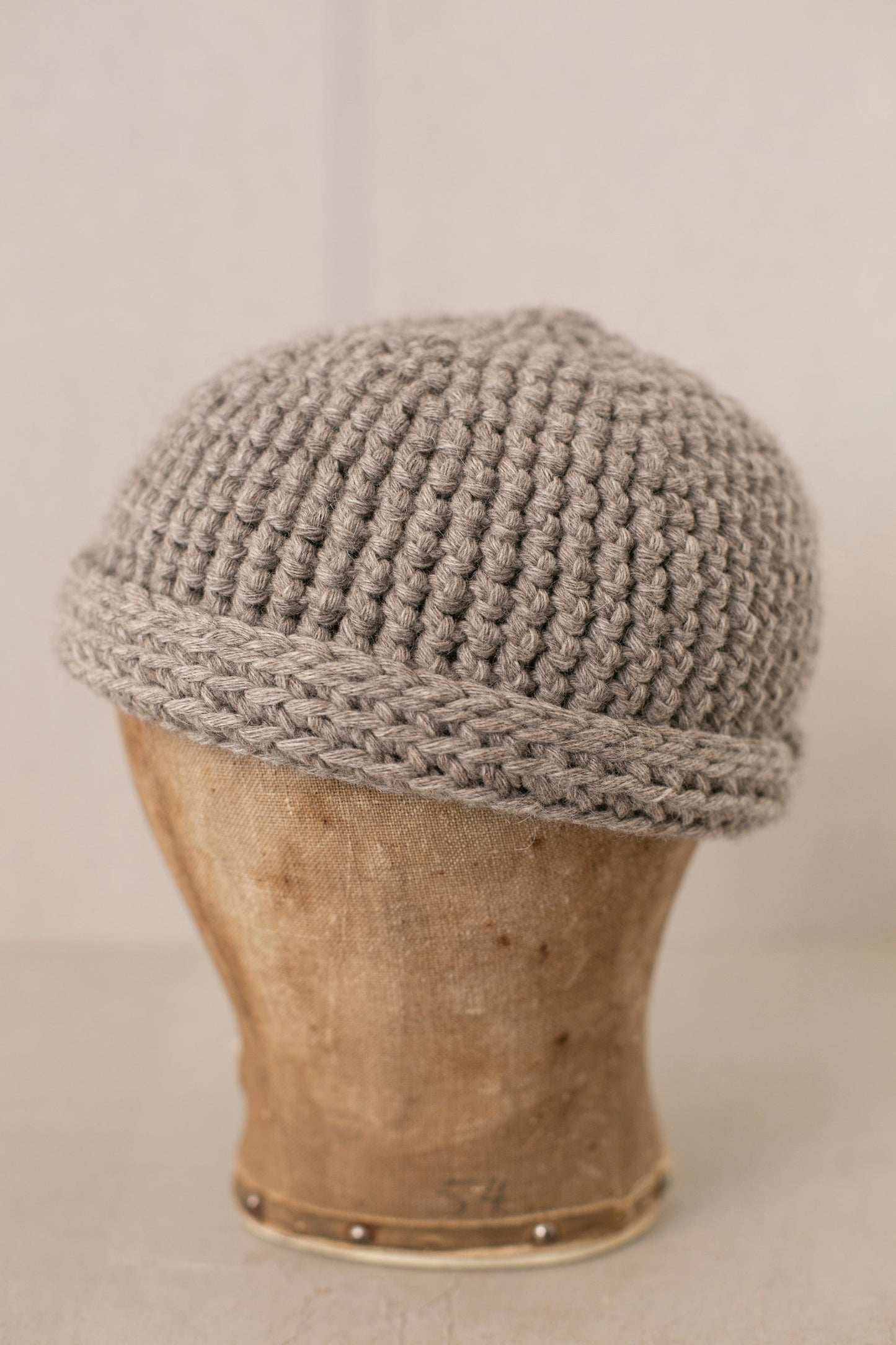 Beanie#7 - Natural Grey Yak Wool