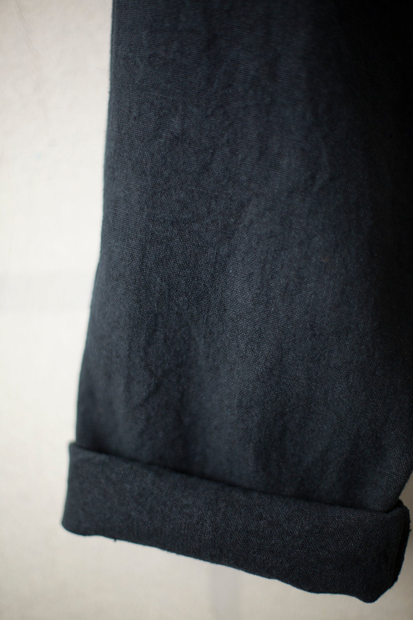 long Trousers In Charcoal Navy Brushed Linen/ramie