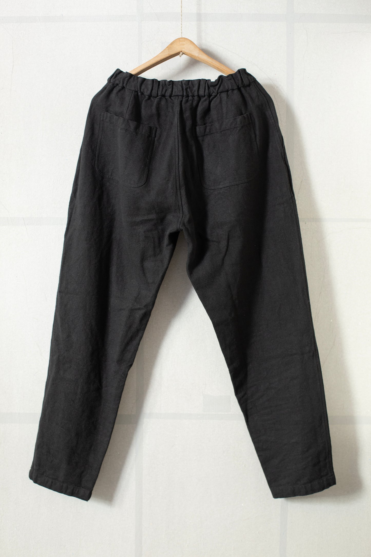 long Trousers In Black Brushed Linen/Ramie
