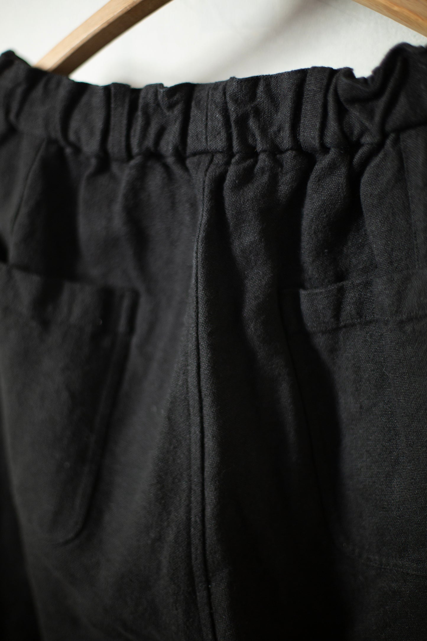long Trousers In Black Brushed Linen/Ramie