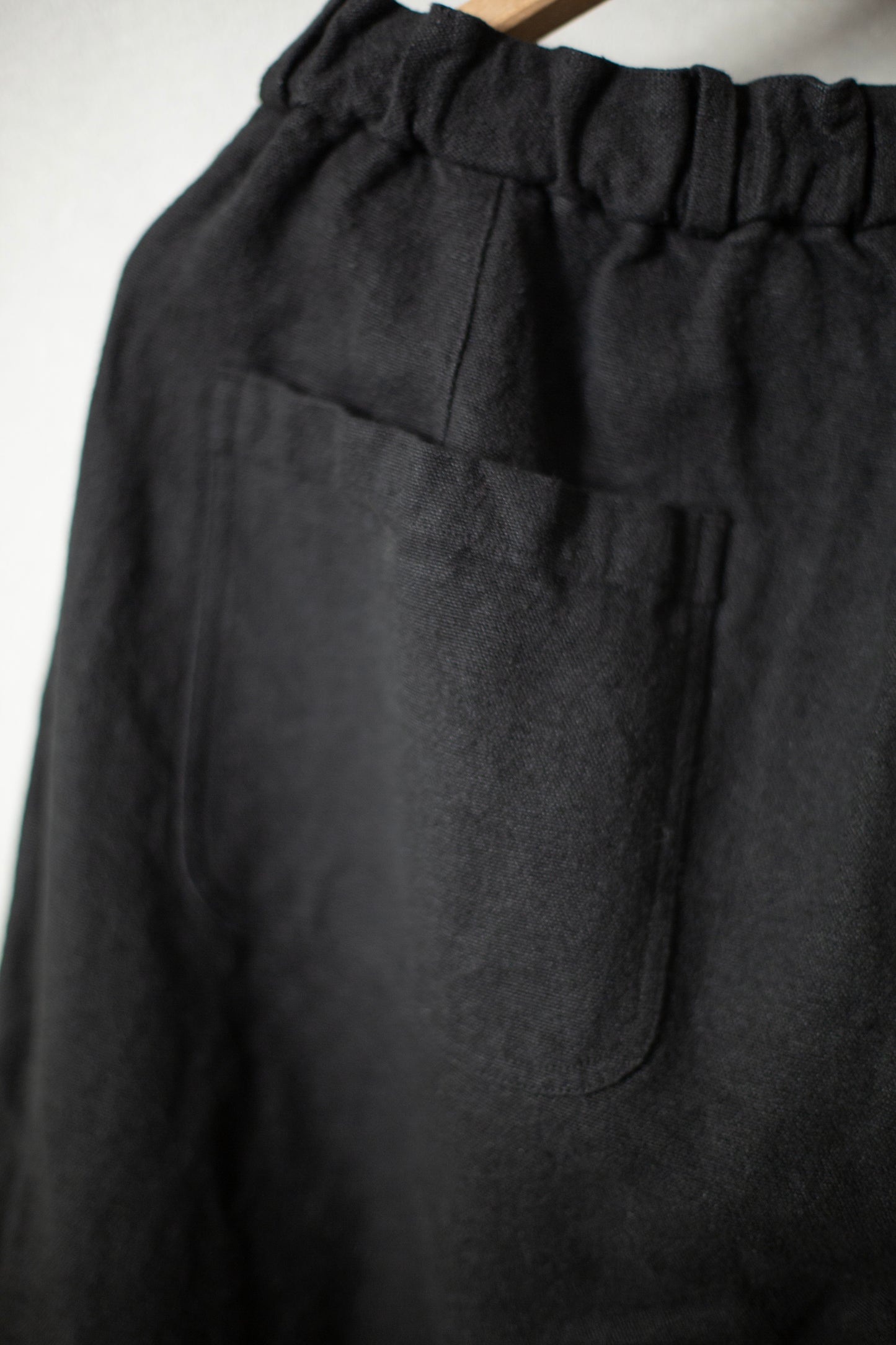 long Trousers In Black Brushed Linen/Ramie