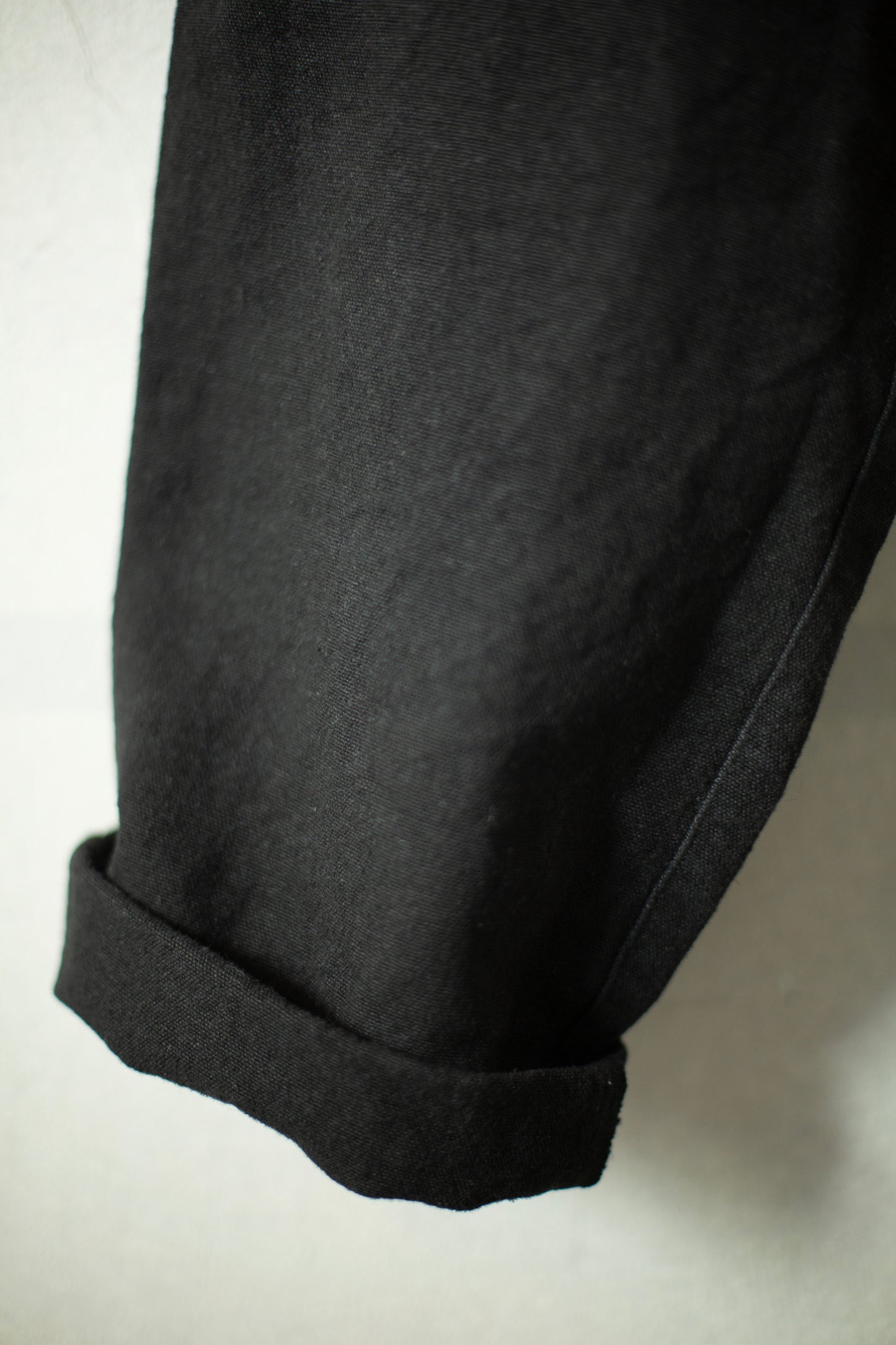 long Trousers In Black Brushed Linen/Ramie