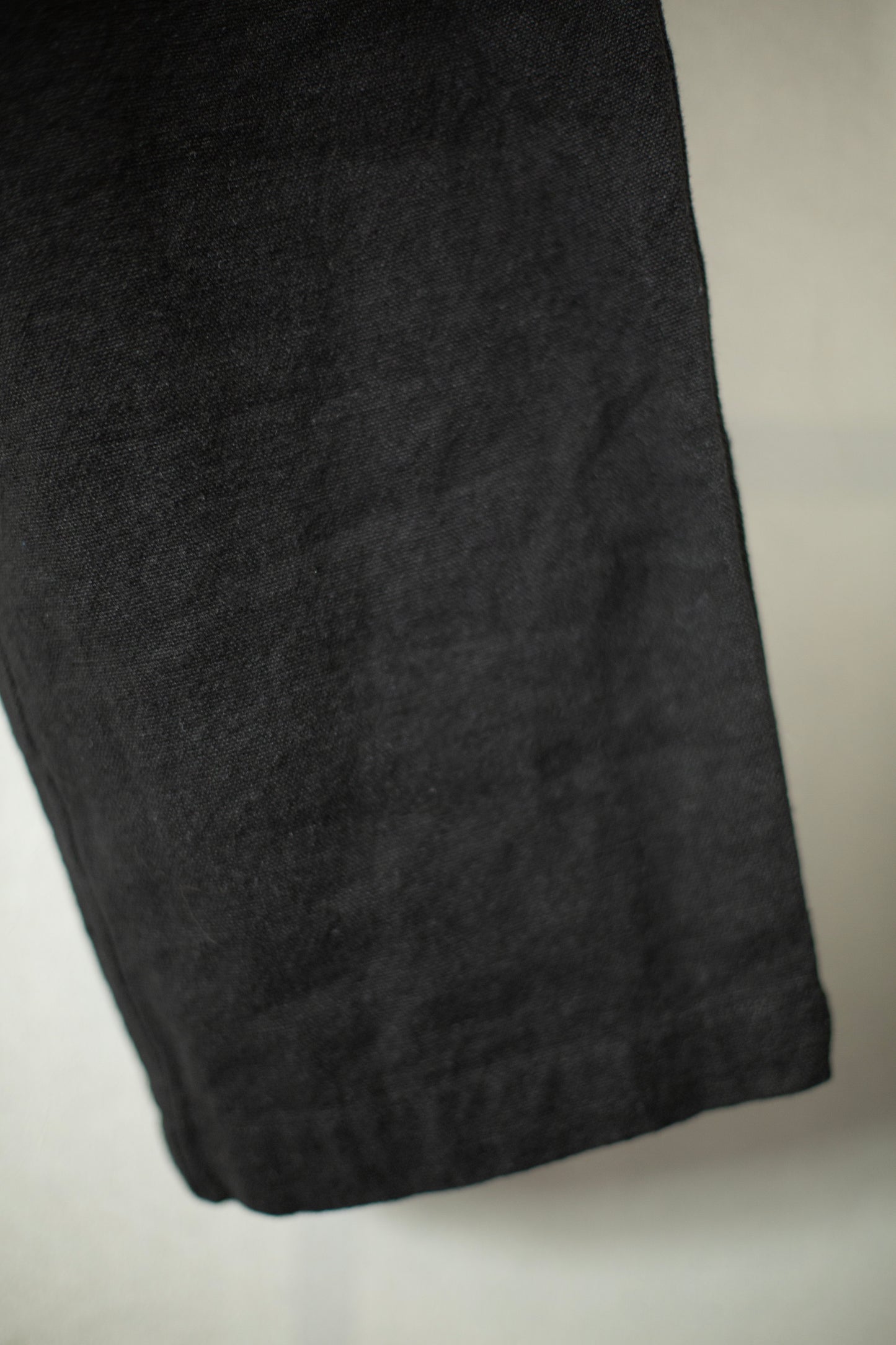 long Trousers In Black Brushed Linen/Ramie