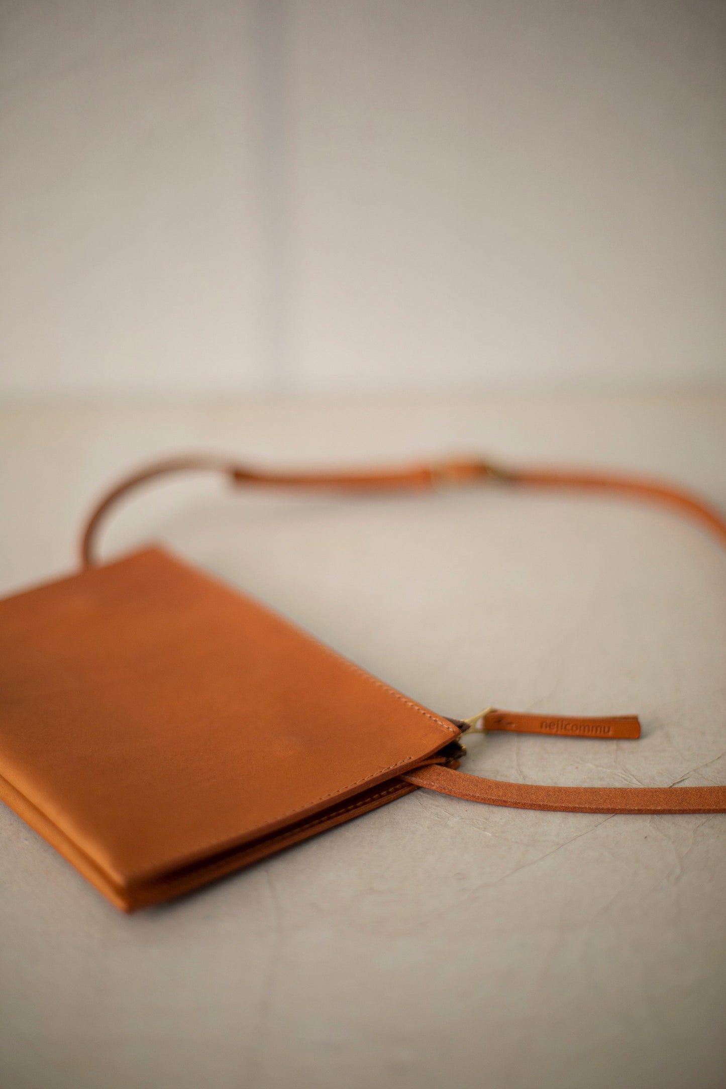 Camel Color Leather Shoulder Clutch