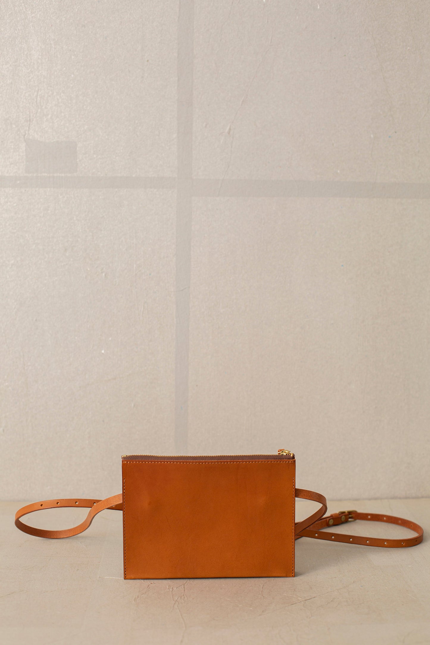Camel Color Leather Shoulder Clutch