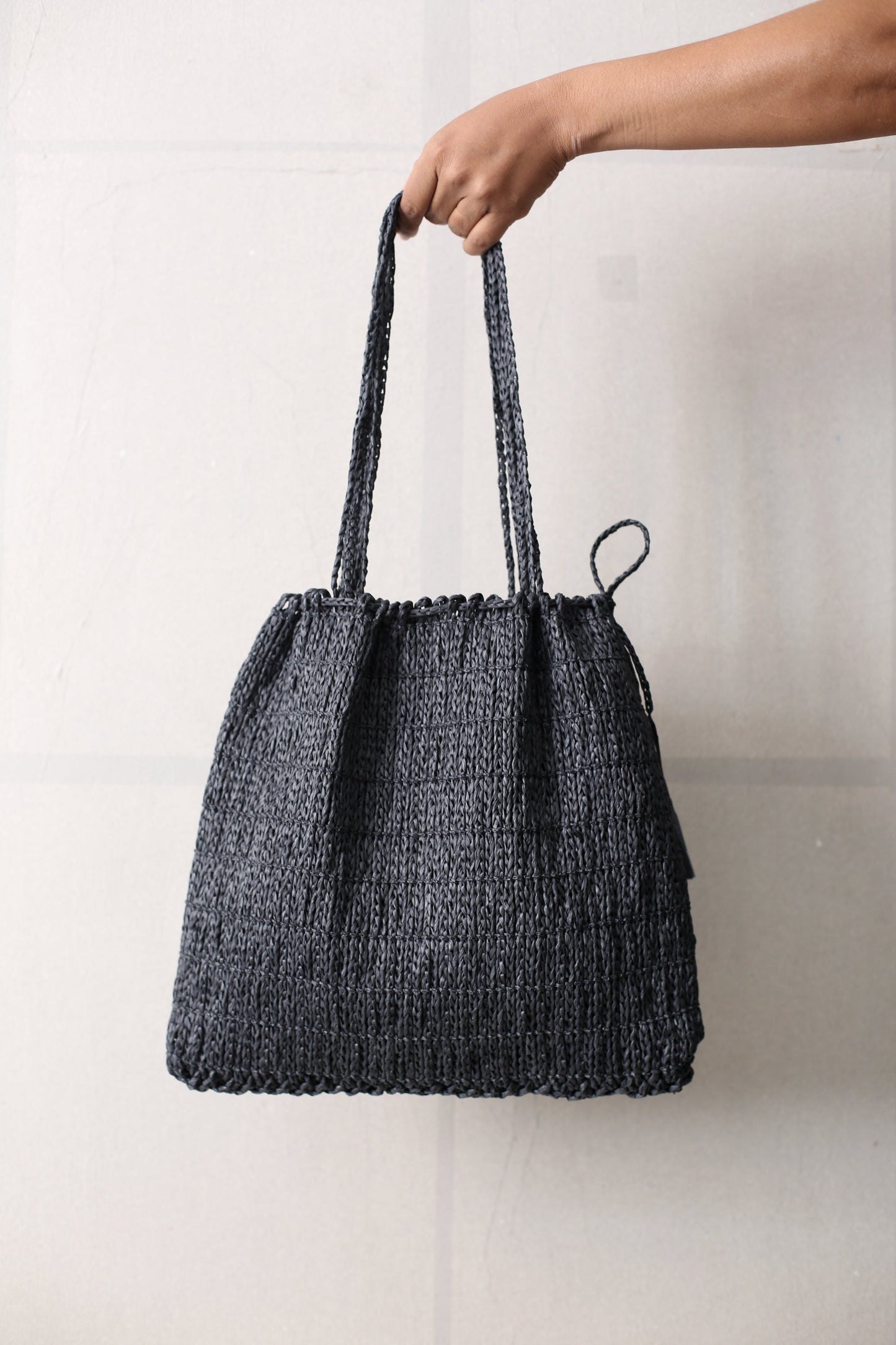 Jomon Knitted Bag In Navy Washi Fiber