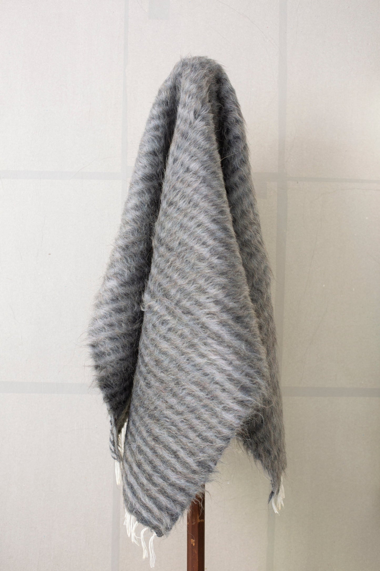 Vintage Grey Striped Siirt Handwoven Wool Carpet