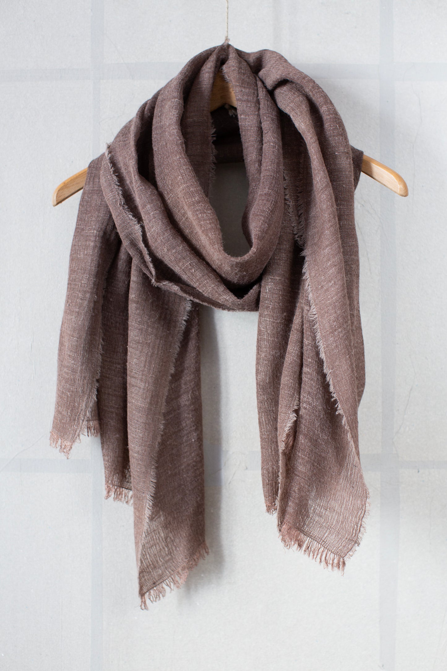 stole in dark horse chestnut tussar silk