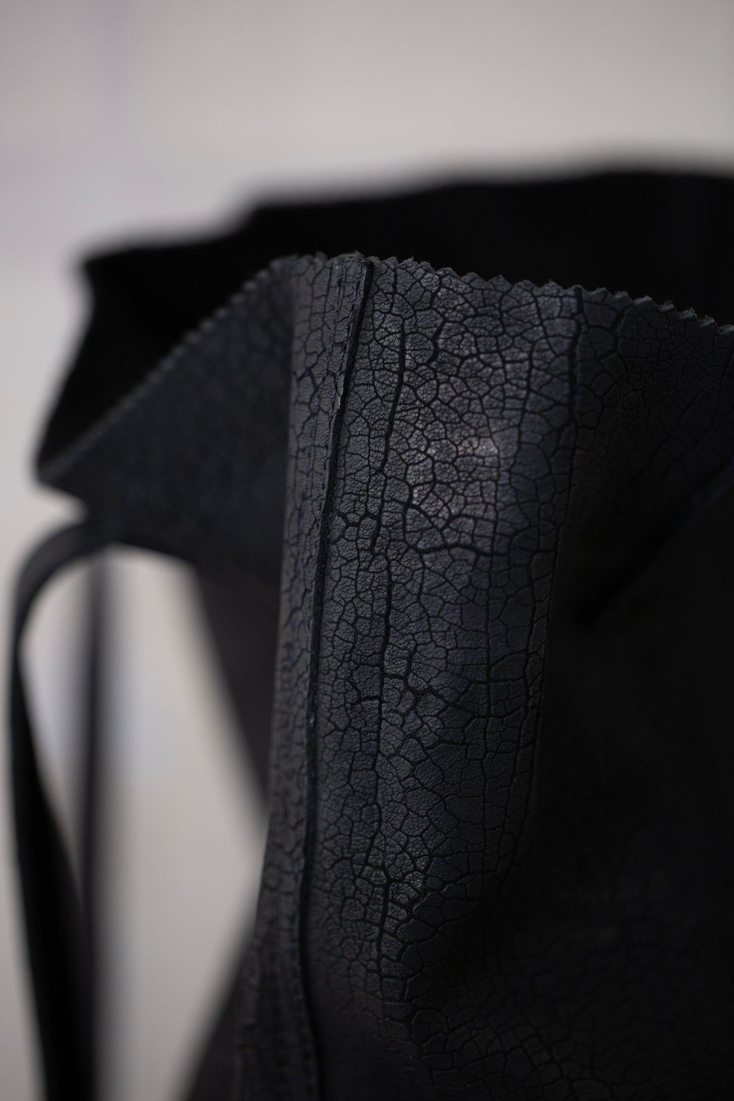 Black textured Leather Tote Bag