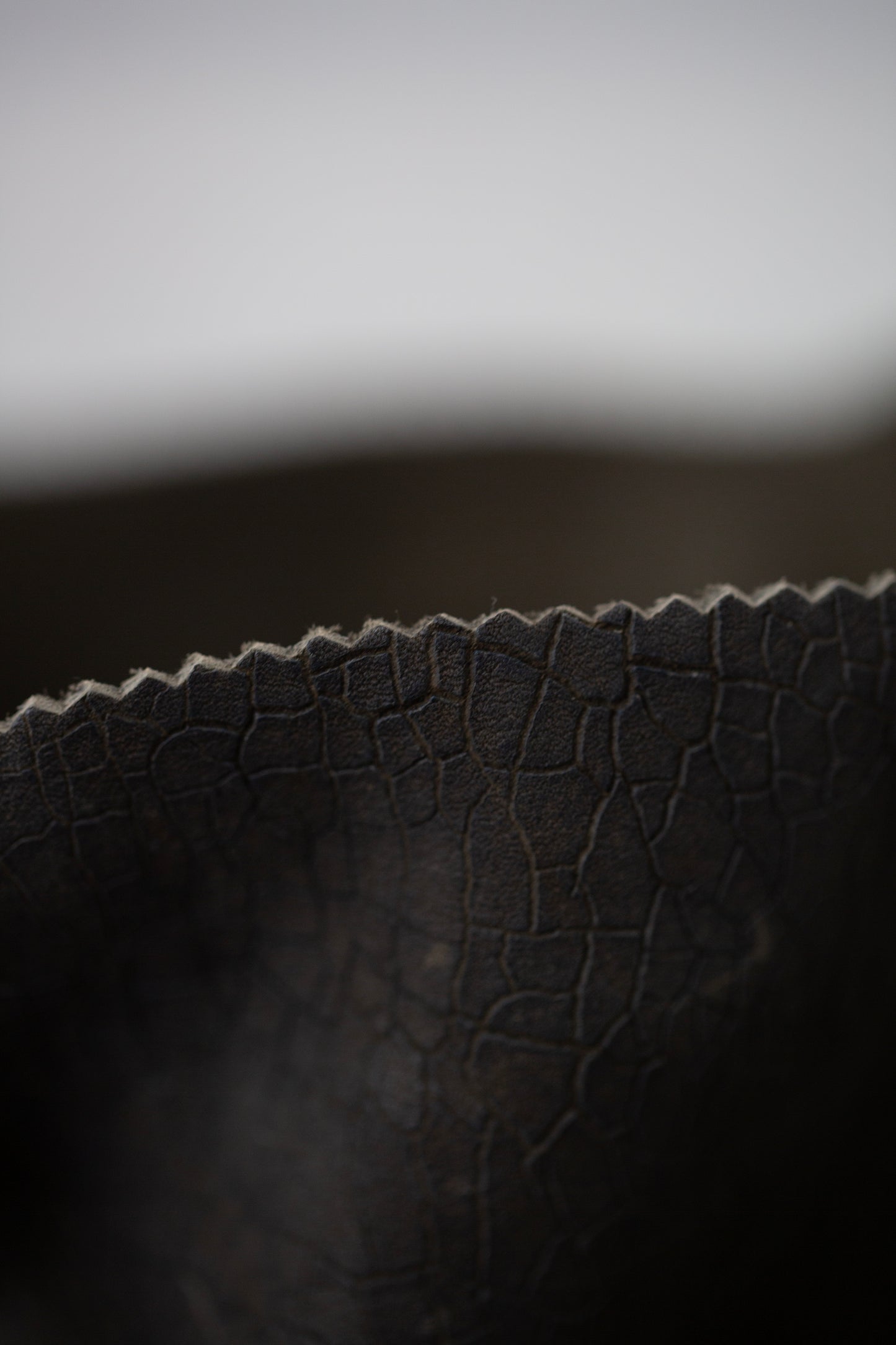 Dark grey textured Leather Tote Bag