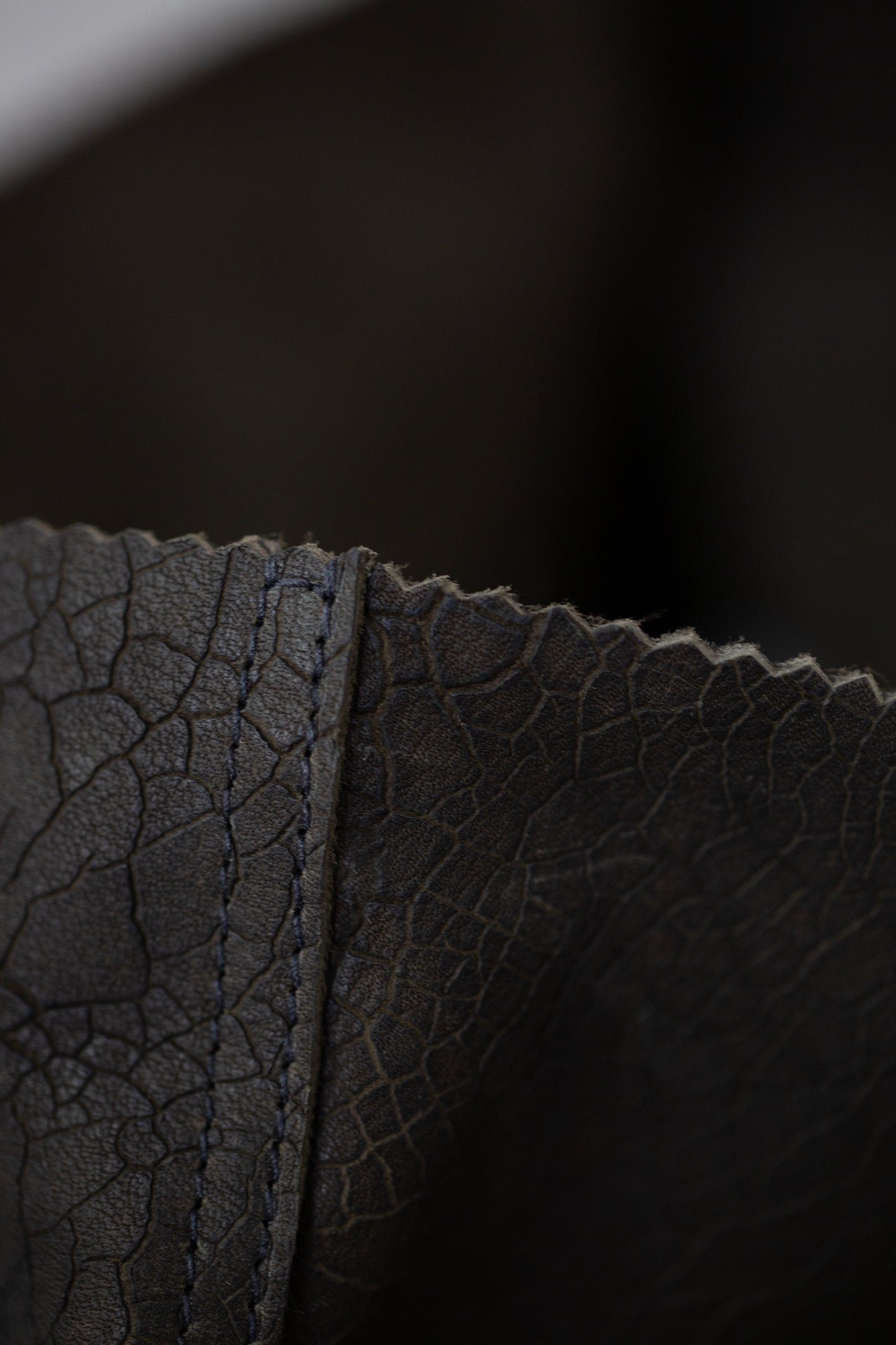 Dark grey textured Leather Tote Bag