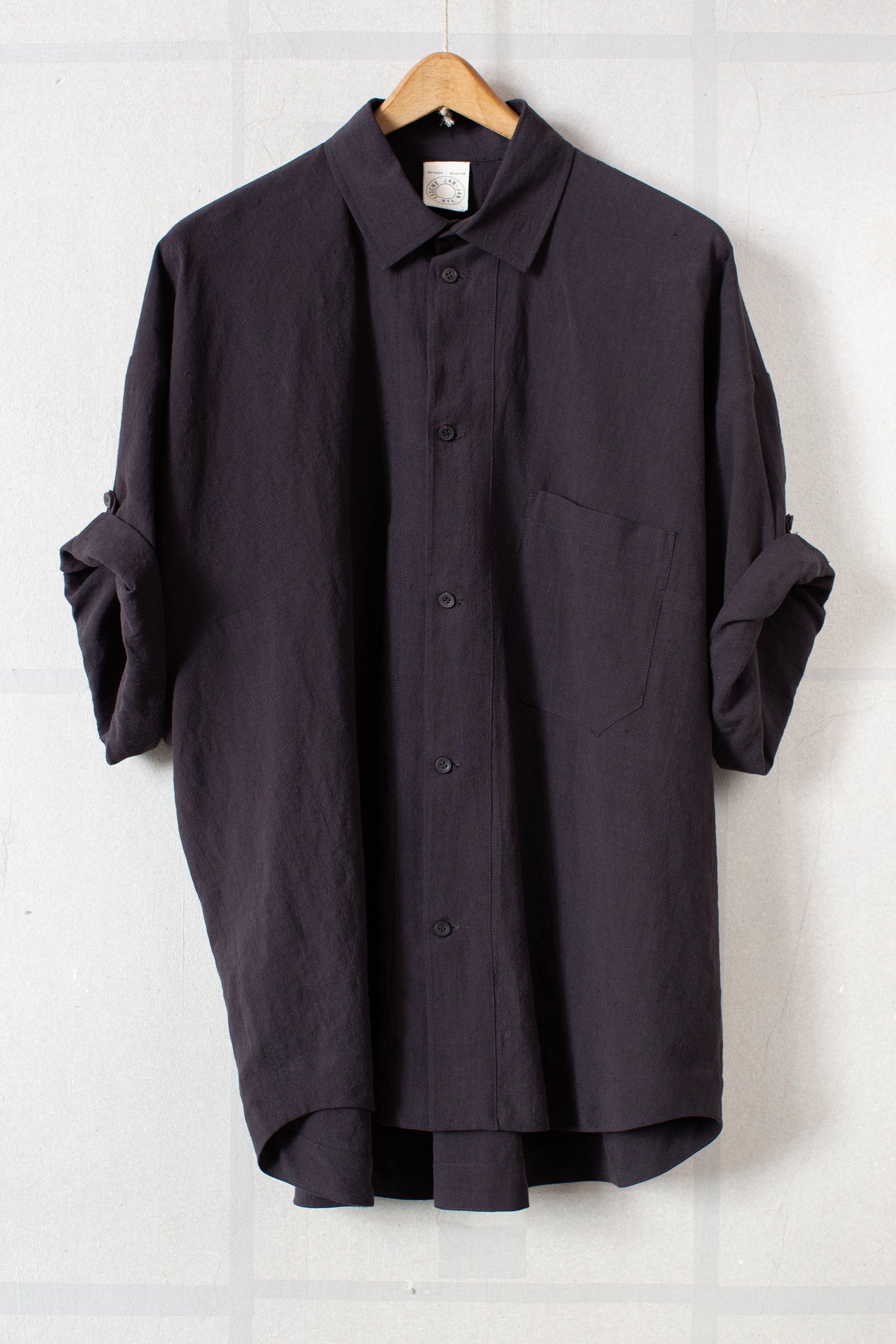 SHIRT#114 - LINEN SILK SHIRTING SUMI KURO