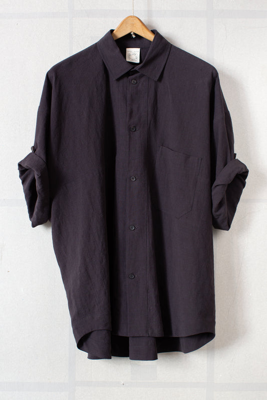 SHIRT#114 - LINEN SILK SHIRTING SUMI KURO