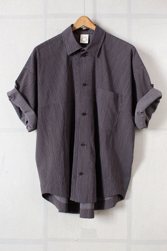 SHIRT#114 - CREPE COTTON SHIRTING GALLNUT BLACK