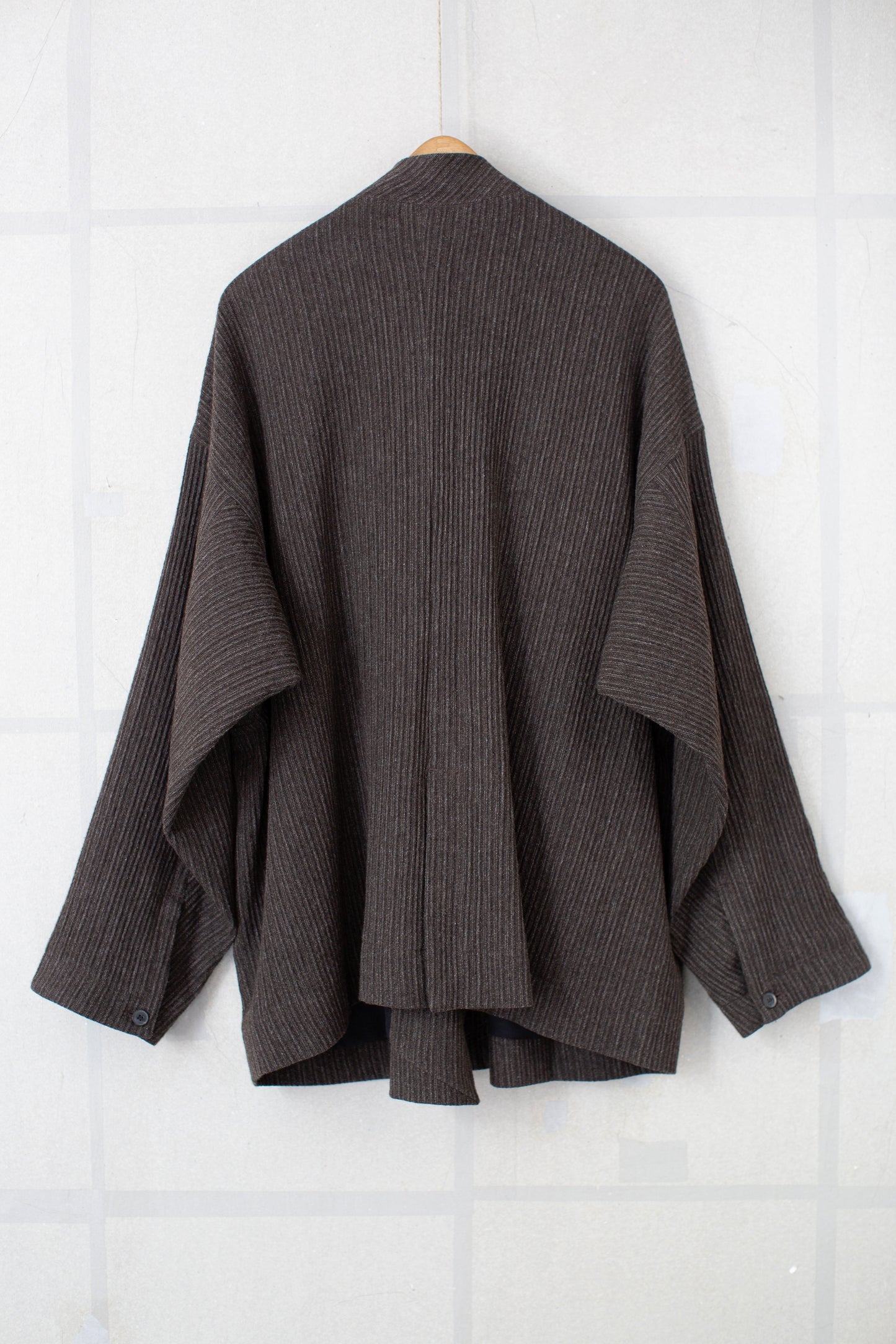 JACKET#66 - BROWN STRIPED YAK WOOL LINEN COTTON