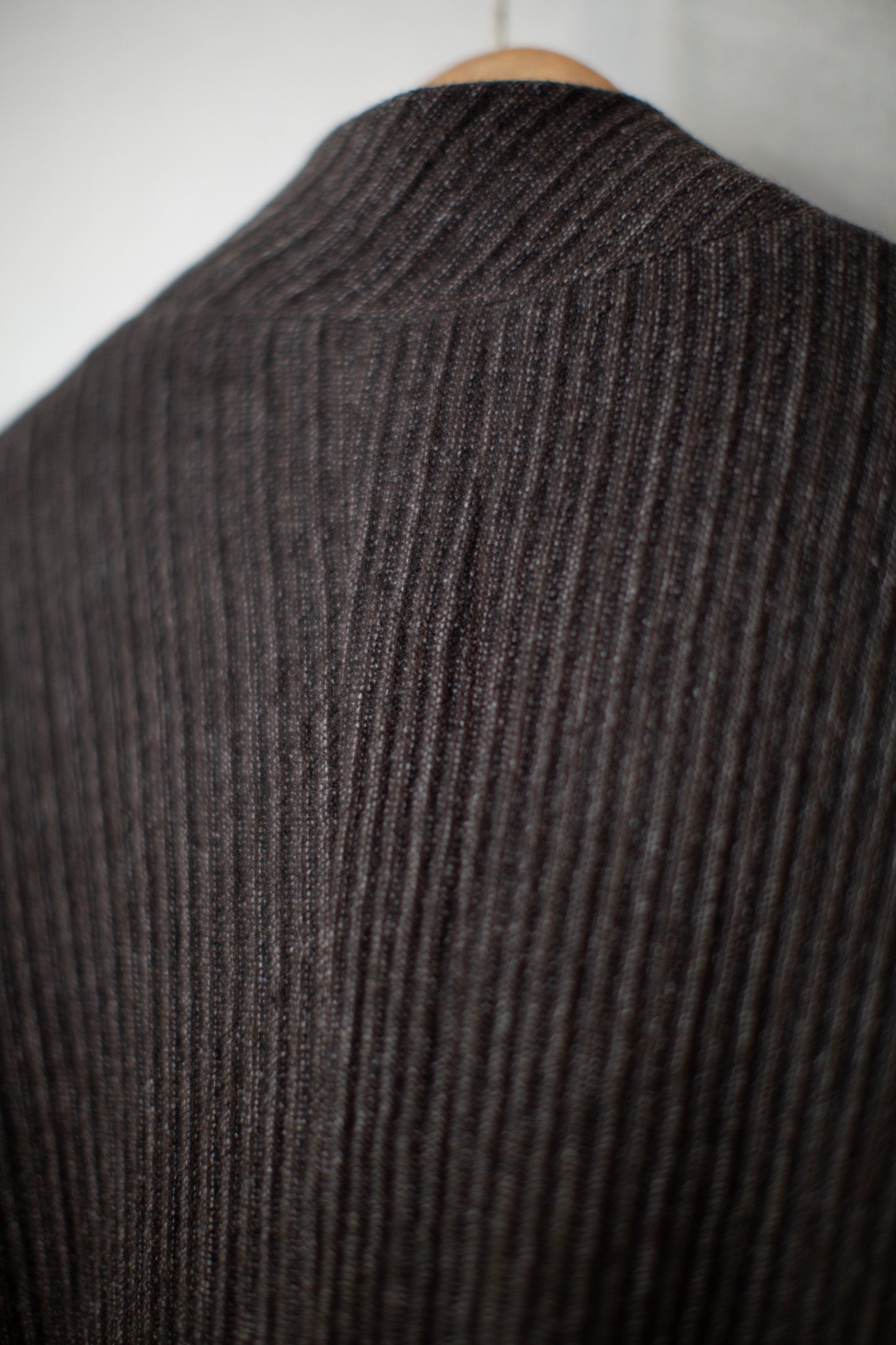 JACKET#66 - BROWN STRIPED YAK WOOL LINEN COTTON