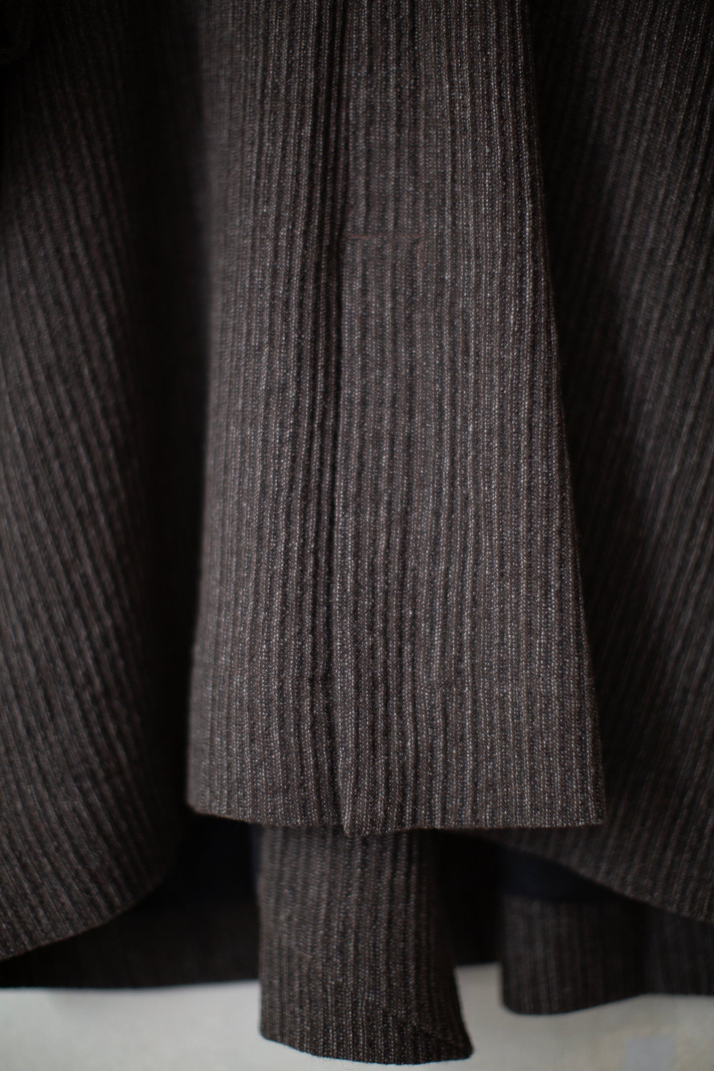 JACKET#66 - BROWN STRIPED YAK WOOL LINEN COTTON
