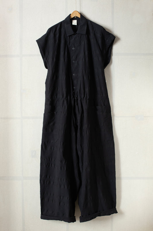 JUMPSUIT#12 - BROAD STRIPE CLOTH BLACK