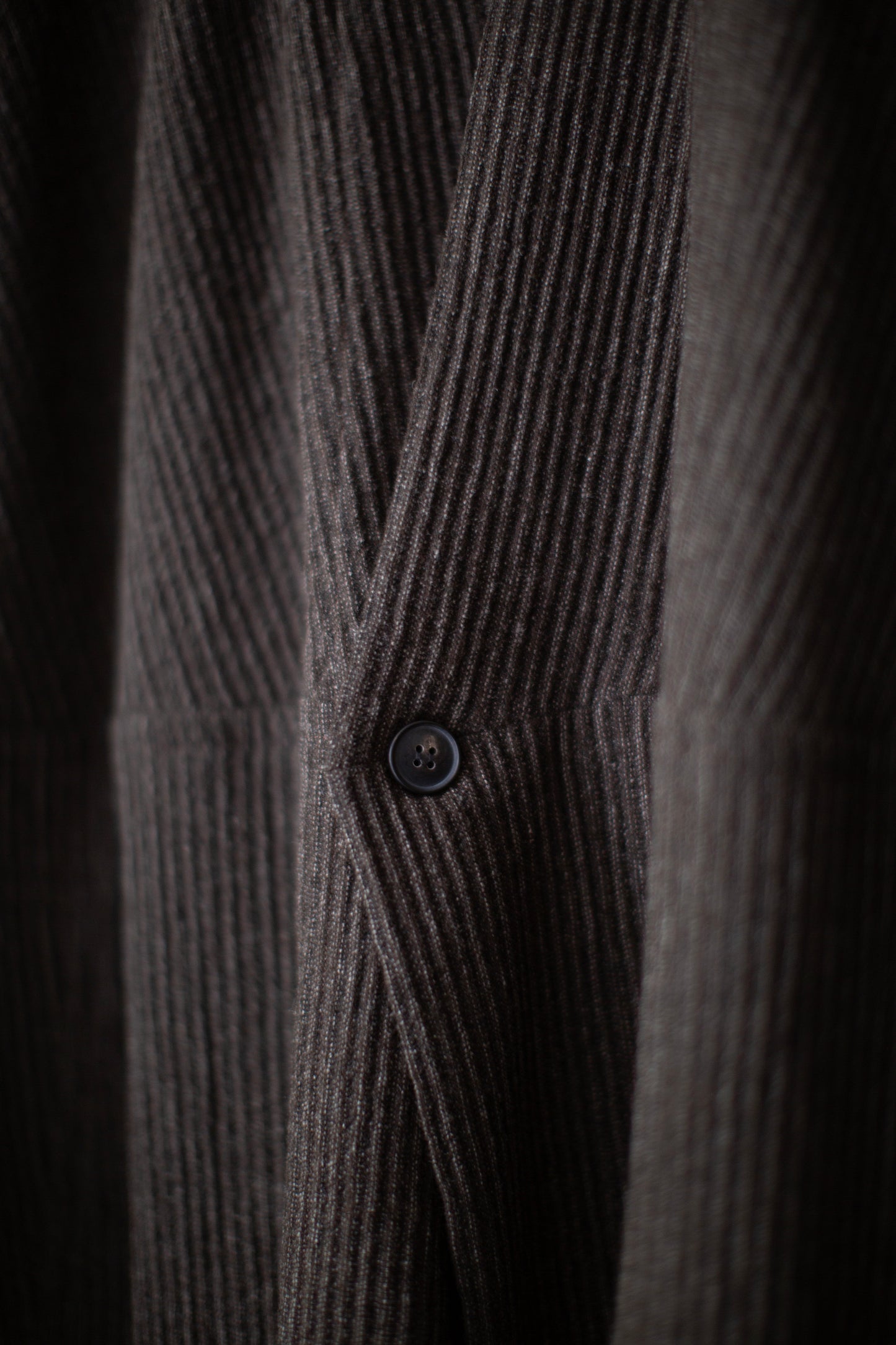 JACKET#66 - BROWN STRIPED YAK WOOL LINEN COTTON