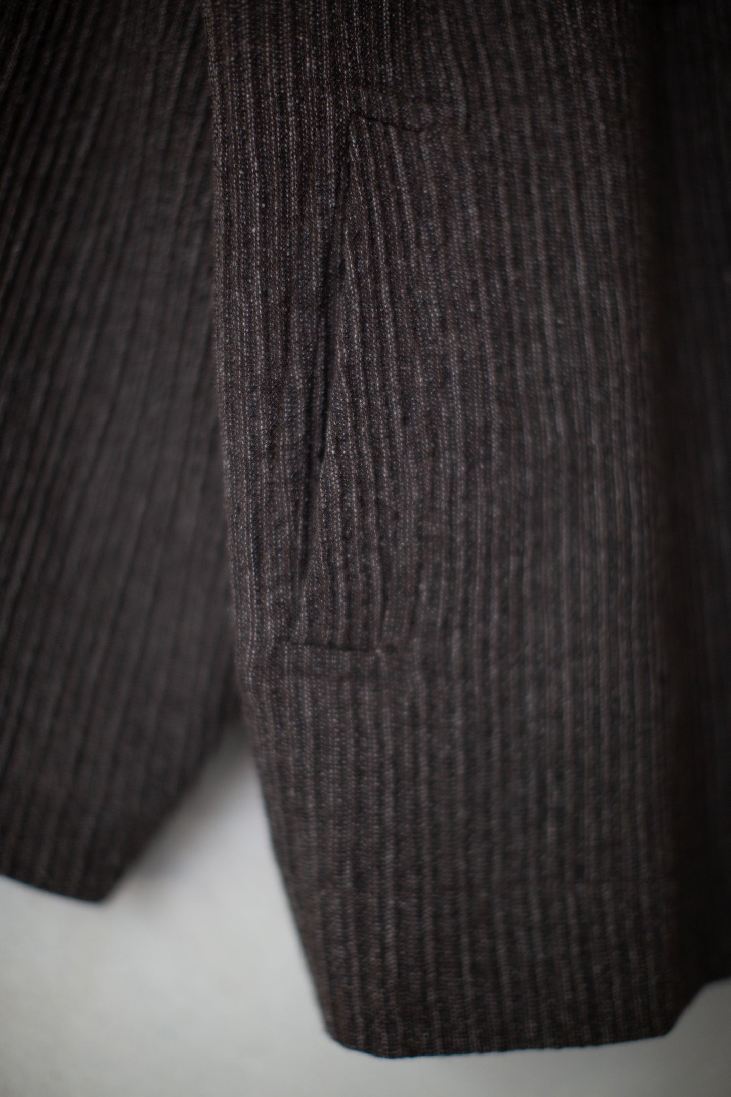 JACKET#66 - BROWN STRIPED YAK WOOL LINEN COTTON