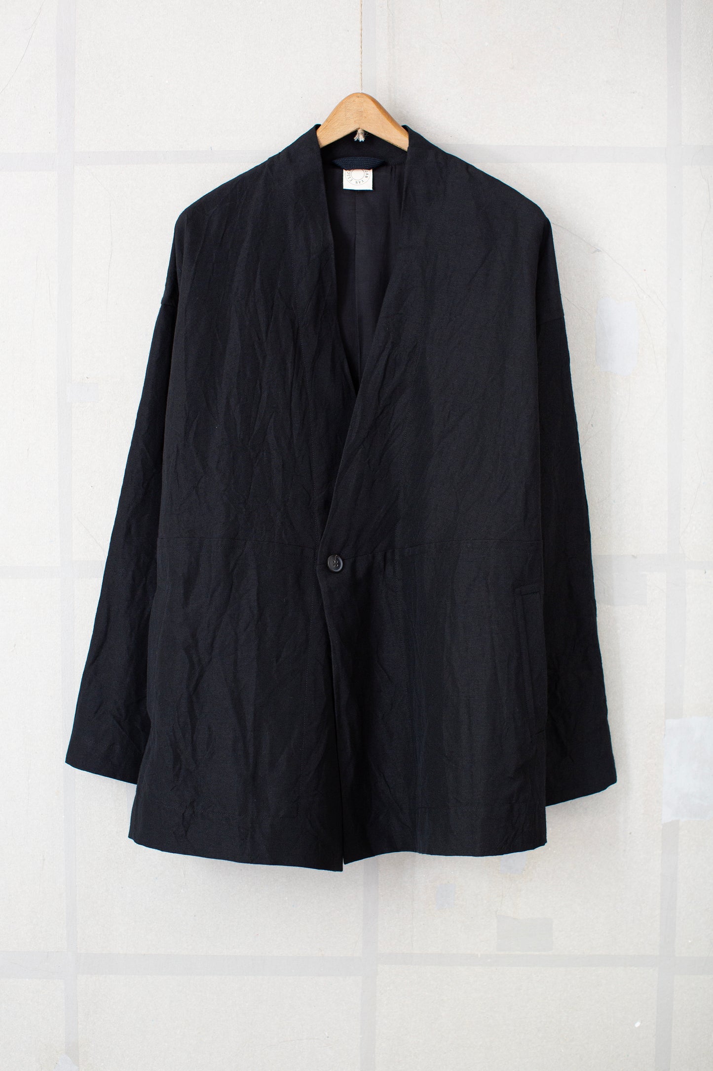JACKET#66 - BLACK LINEN WOOL TWILL