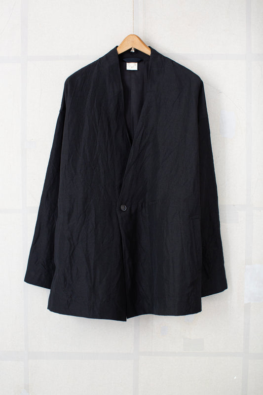 JACKET#66 - BLACK LINEN WOOL TWILL